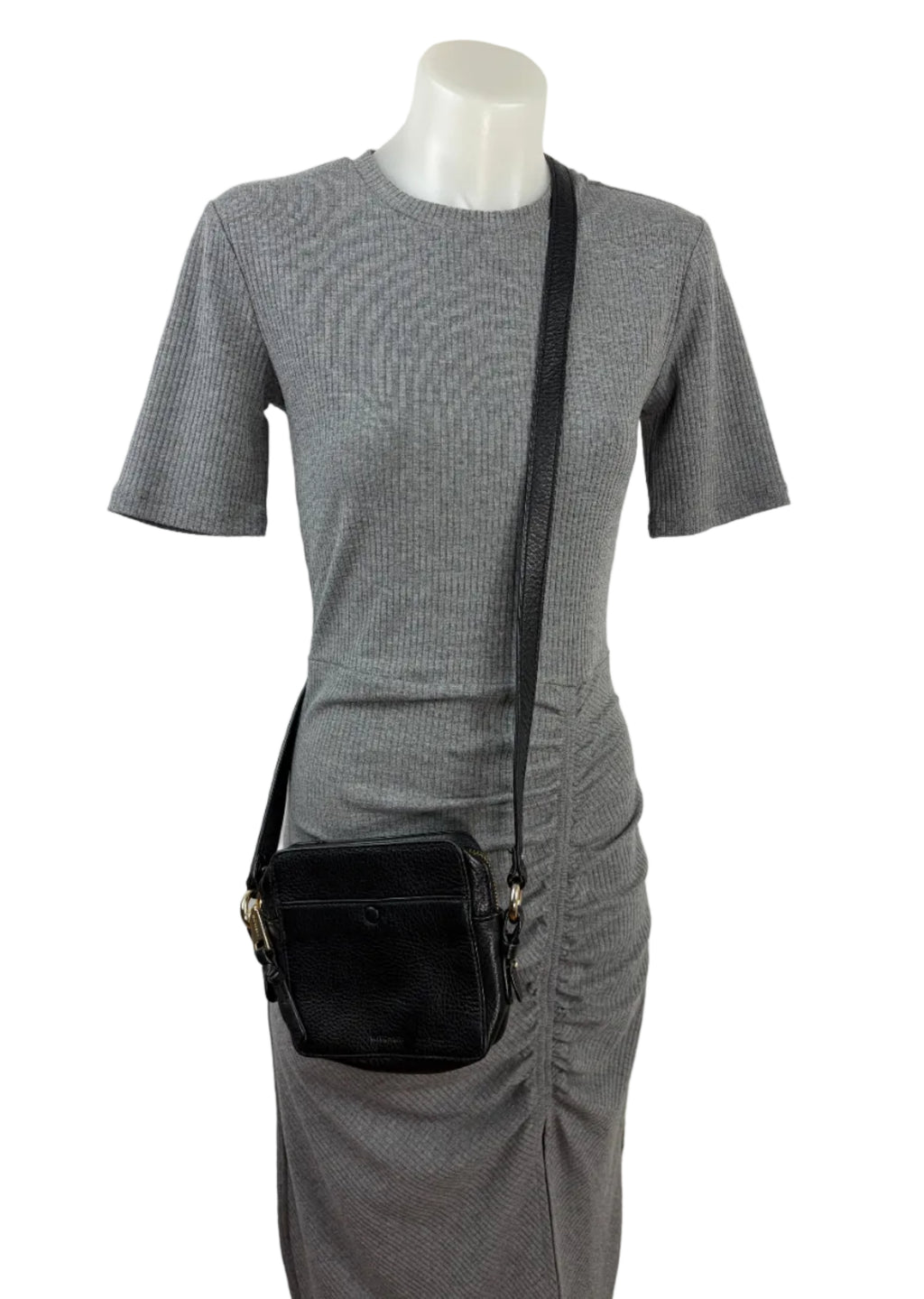 Sportsgirl | Ruched Midi Dress | Charcoal Grey |Size XS