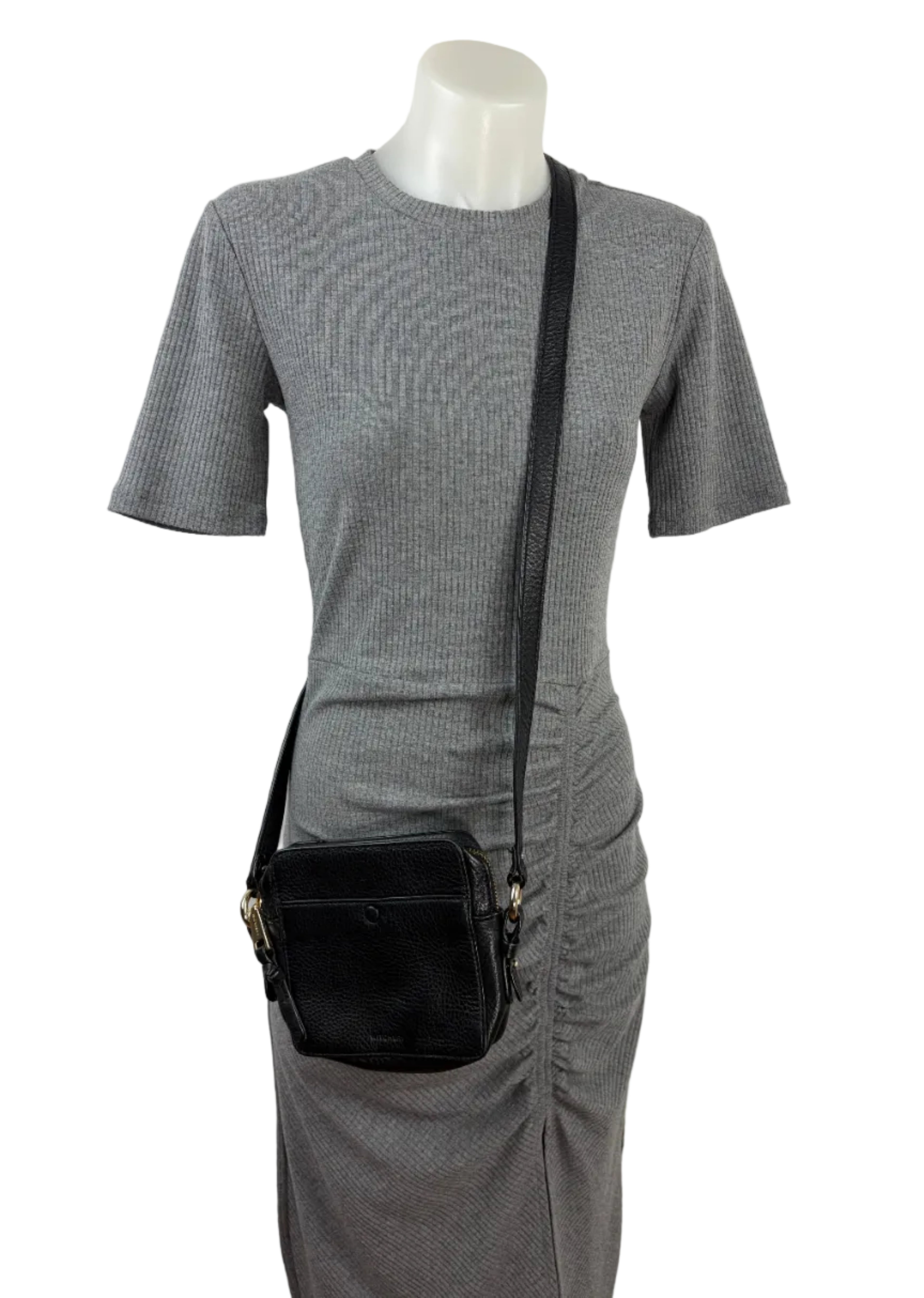 Sportsgirl | Ruched Midi Dress | Charcoal Grey |Size XS