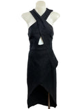 Manning Cartell | Neo Classic Black Textured Cross-Front Dress | Size 8