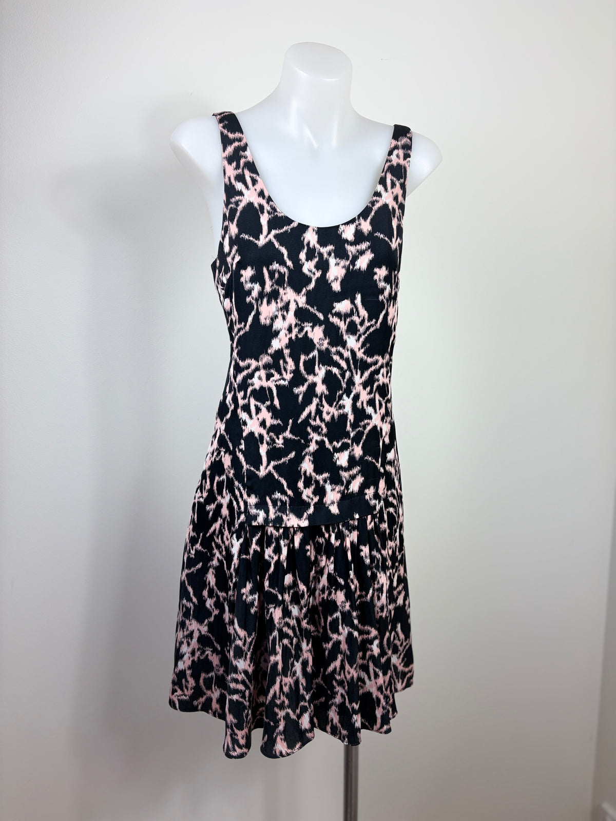 Witchery Drop-Waist Abstract Print Dress in black & blush – view 2 of 5