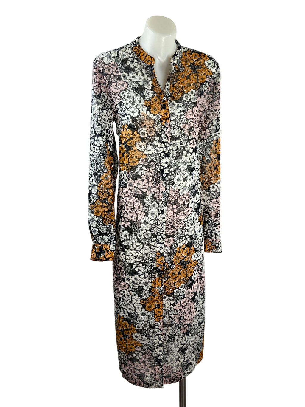 H&M | Retro Floral Button-Front Midi Dress | EU 36 (AU 8)