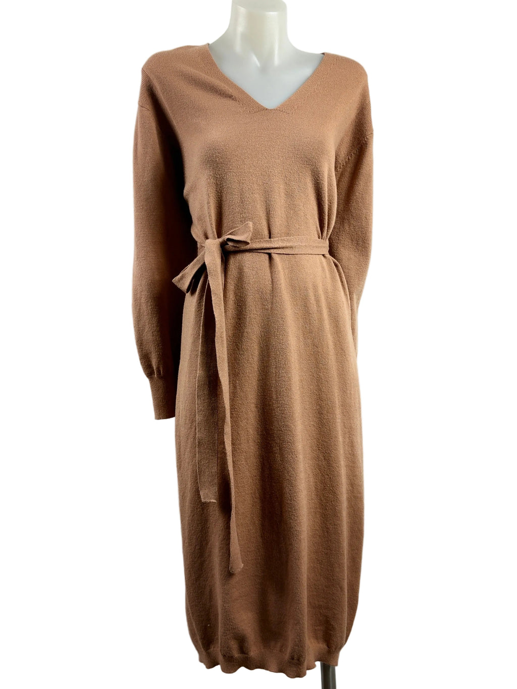 Forcast | Camel Tie Waist Knit Dress | Size L
