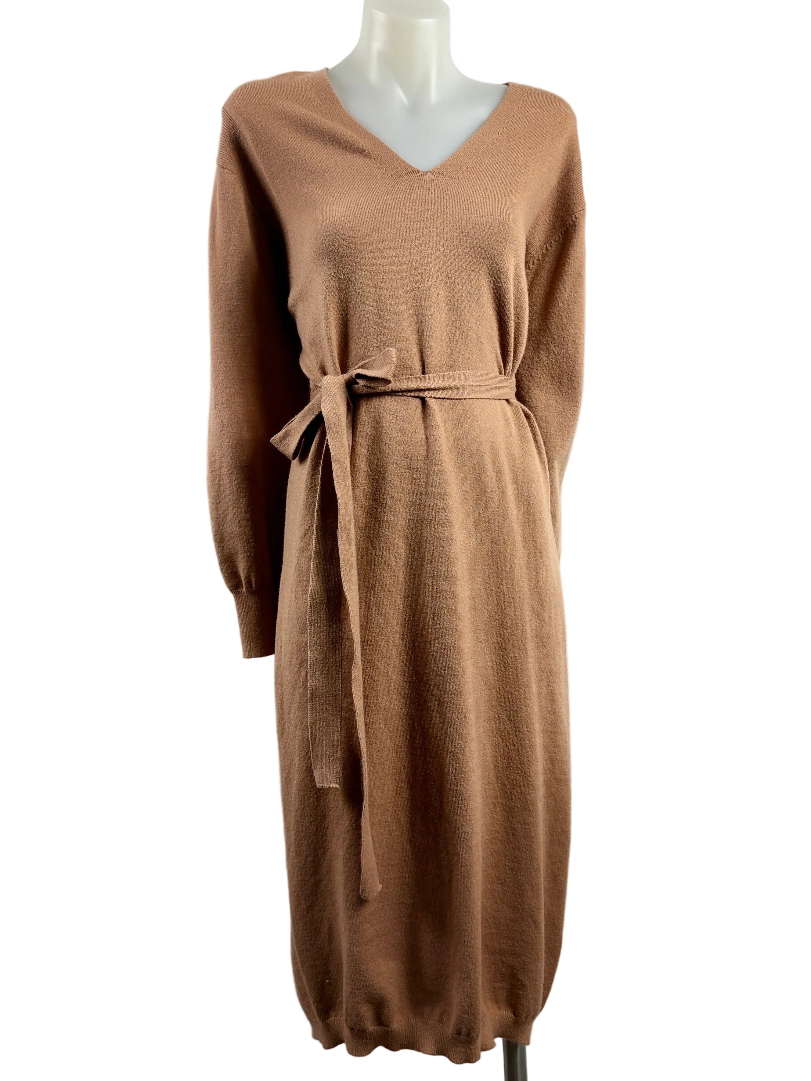 Forcast | Camel Tie Waist Knit Dress | Size L