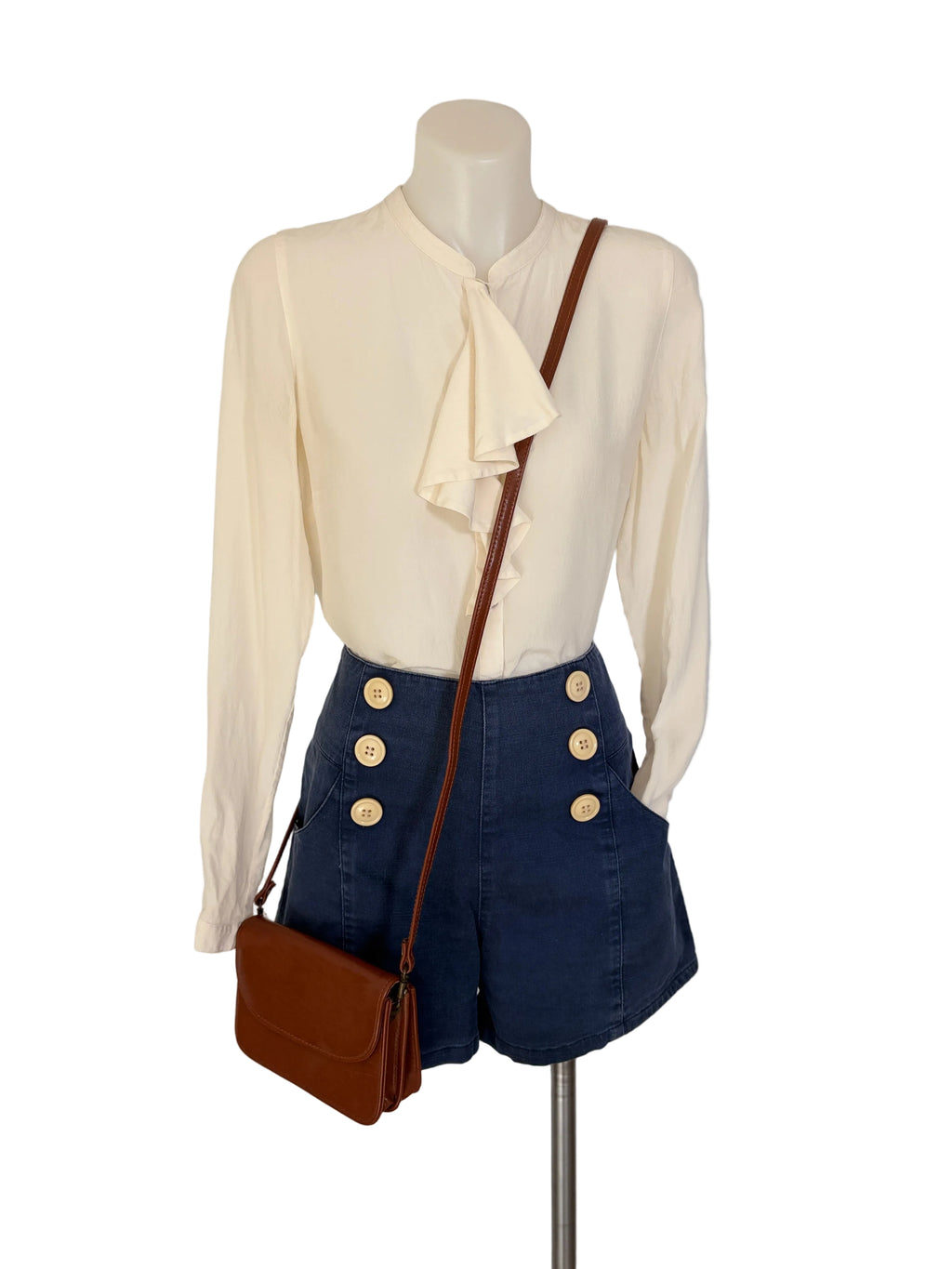 Princess Highway Sailor Button High-Waisted Denim Shorts, size 10 – preloved at Second Signature