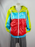 Adidas | Reversible Colourblock Hooded Windbreaker | Lime, Sky Blue & Red | Size M
