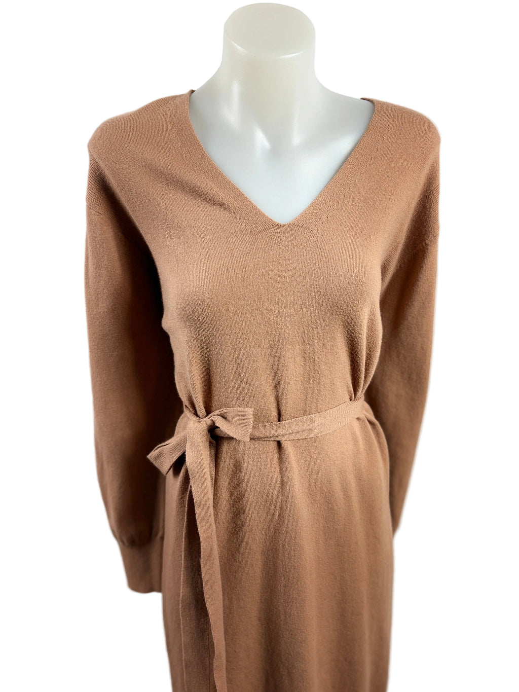 Forcast | Camel Tie Waist Knit Dress | Size L