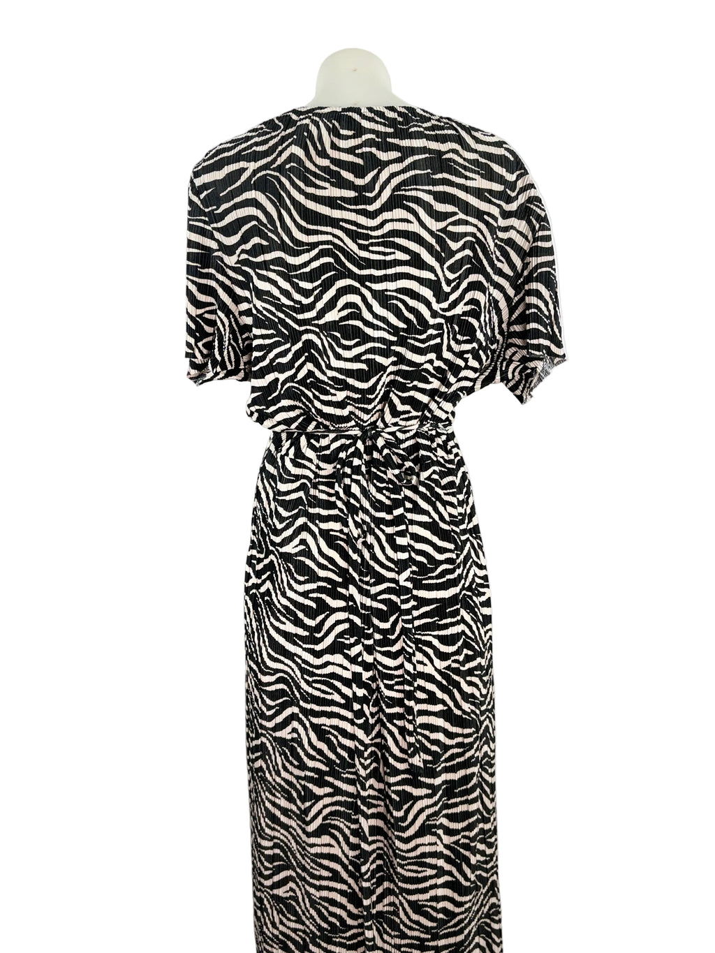 Sportsgirl Zebra Print Plissé Wrap Dress in black & caramel – view 5 of 6