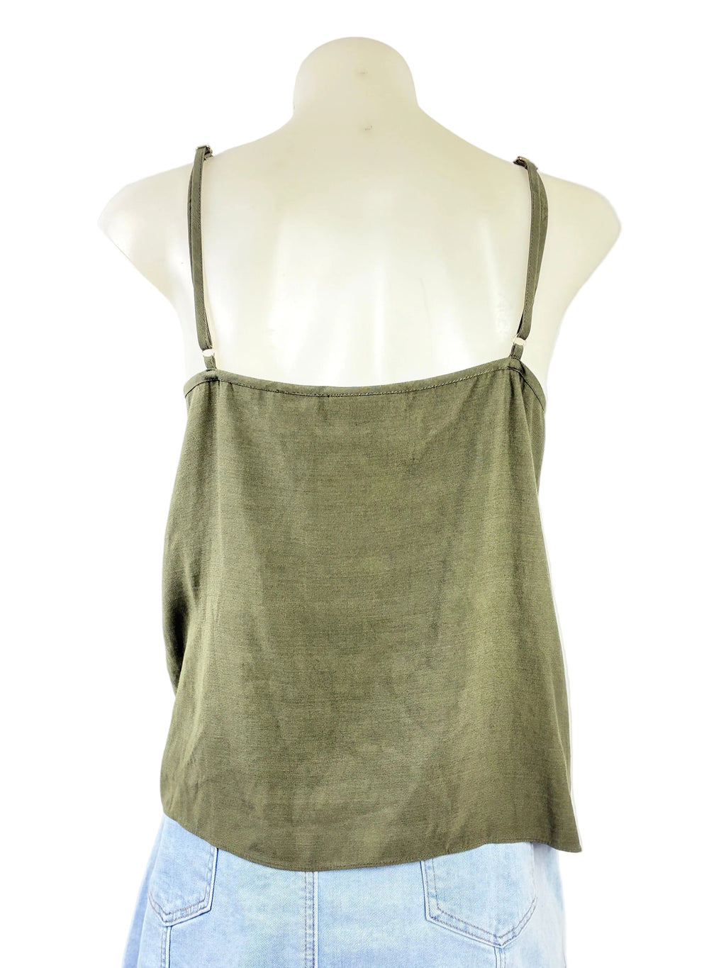 Sass & Bide Olive Green Silky Cami Top - Size 14
