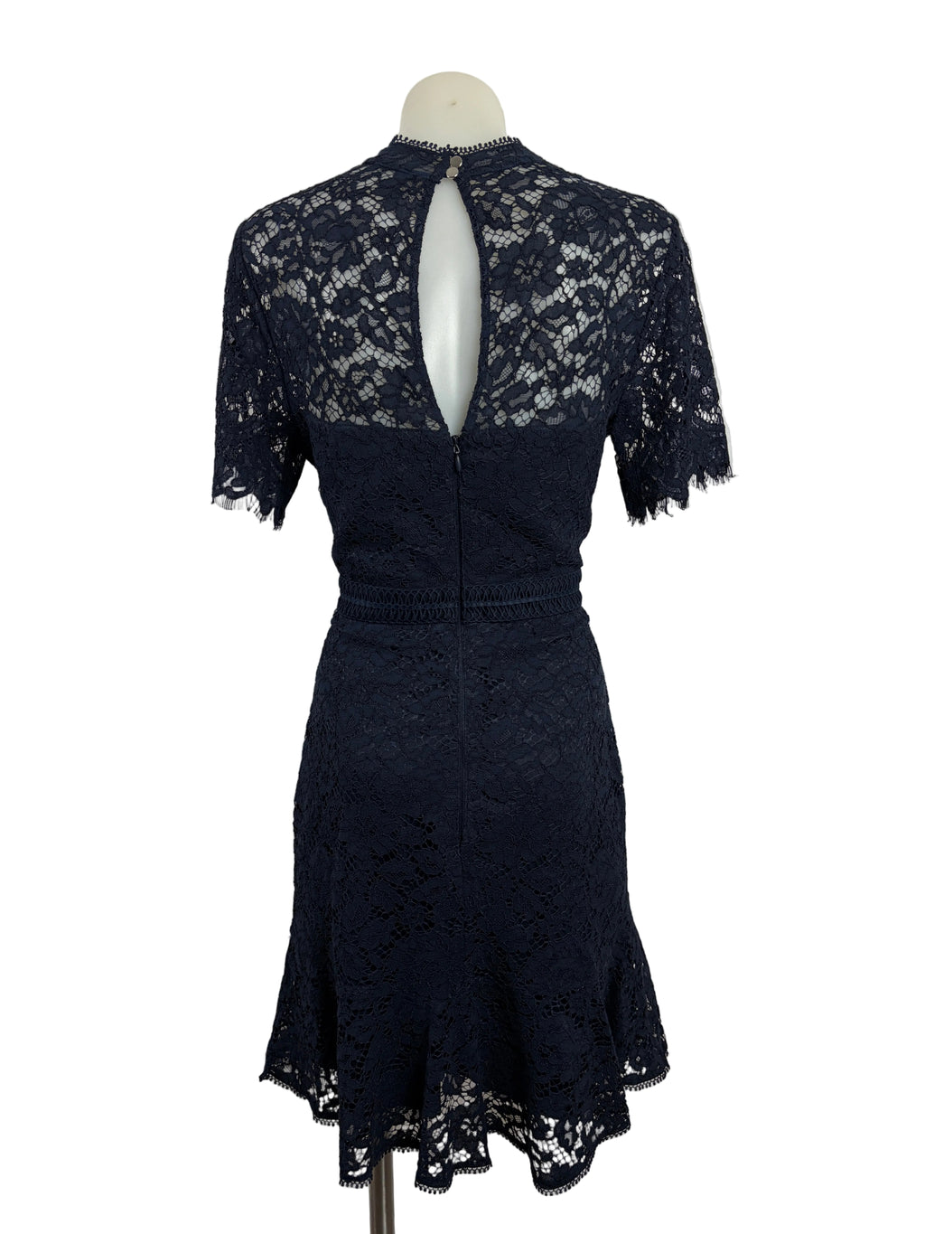 Forever New | Lace Fit-and-Flare Daphne Dress | Navy | Size 8