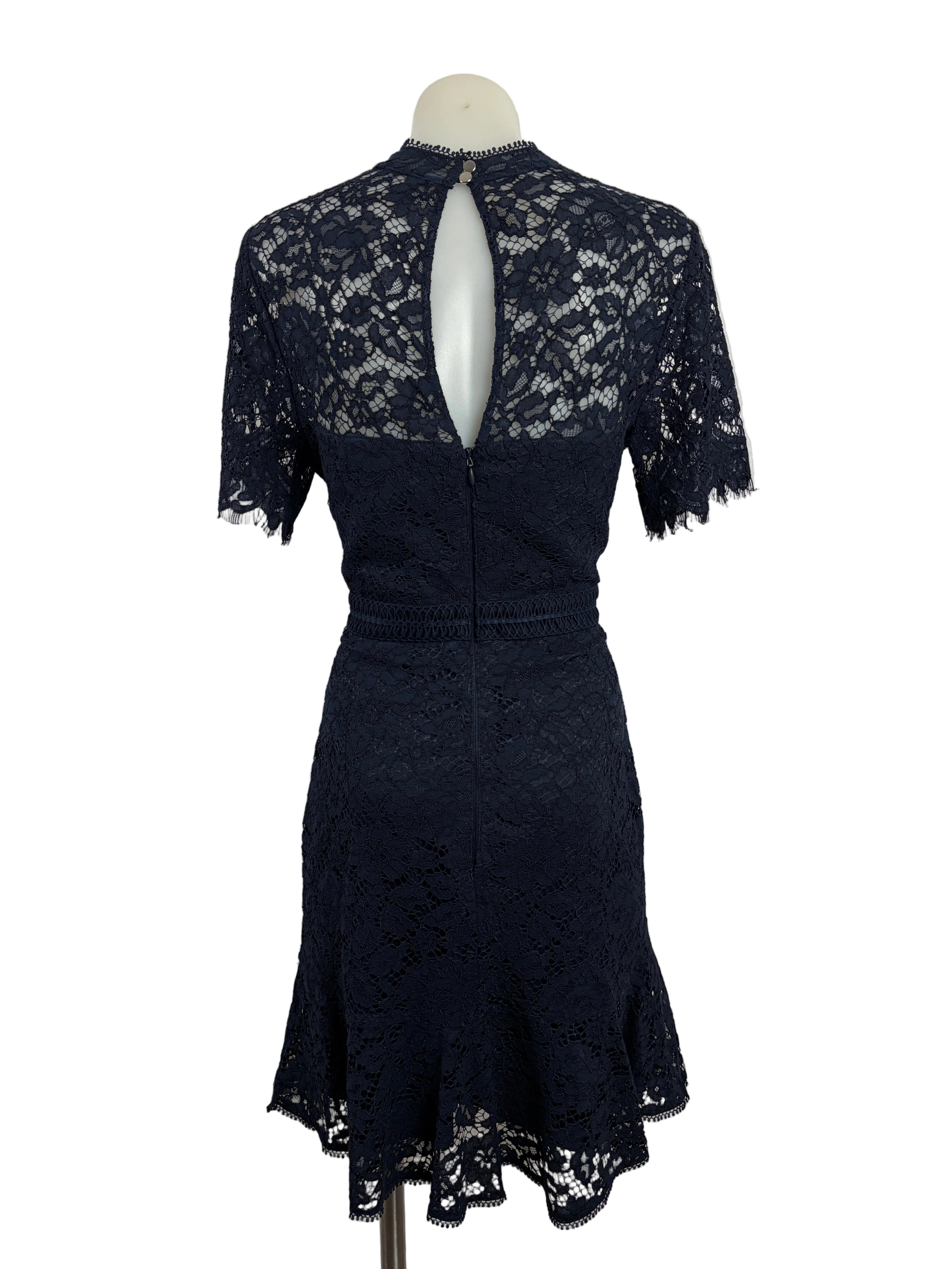 Forever New | Lace Fit-and-Flare Daphne Dress | Navy | Size 8