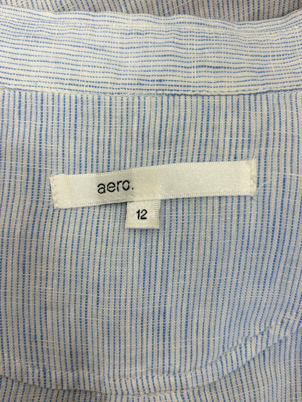 Aero | Pinstripe Linen-Blend Oversized Shirt | Blue & White | Size 12