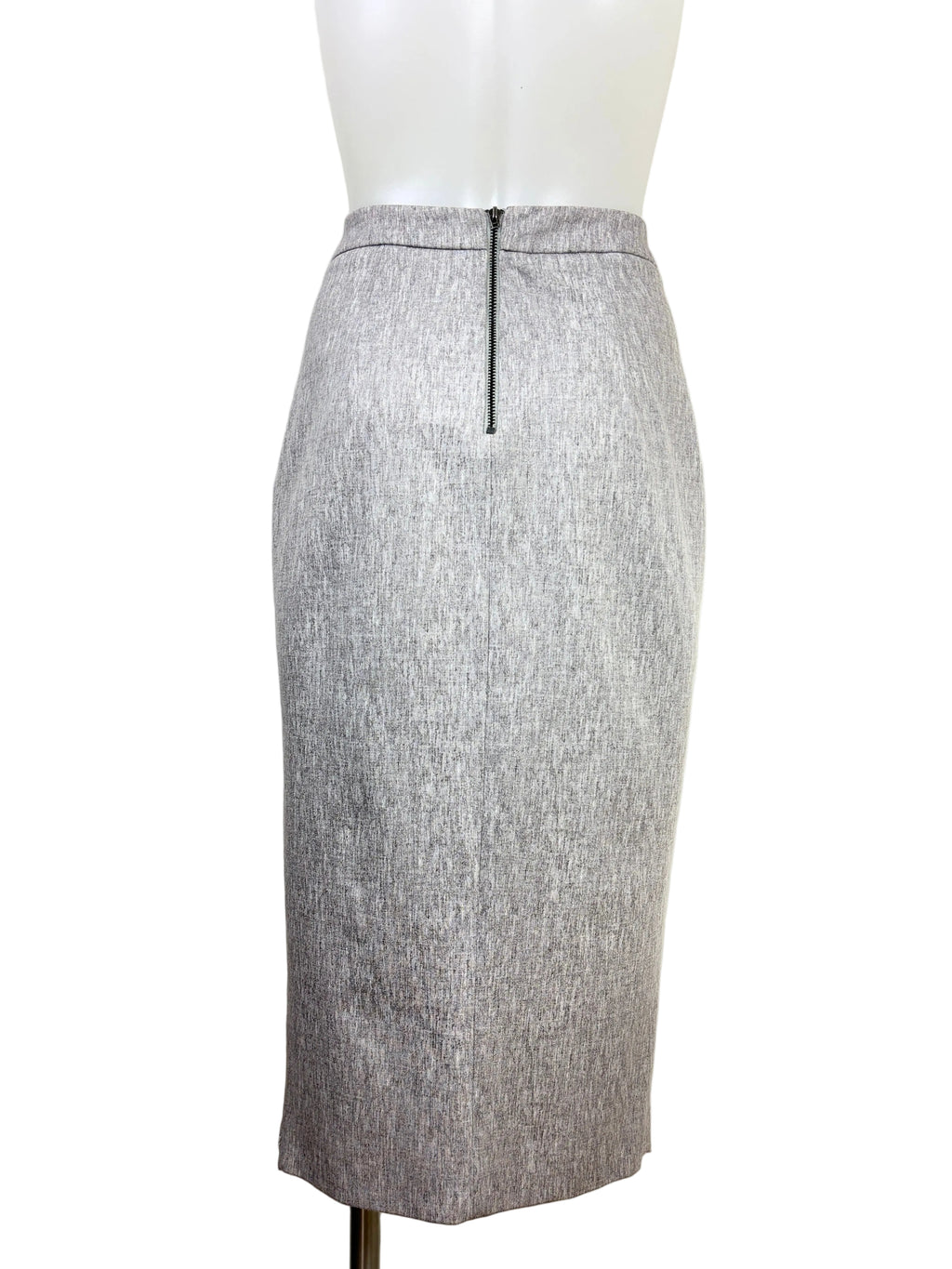 Seduce Asymmetric Wrap-Front Pencil Skirt in grey marle – view 3 of 4
