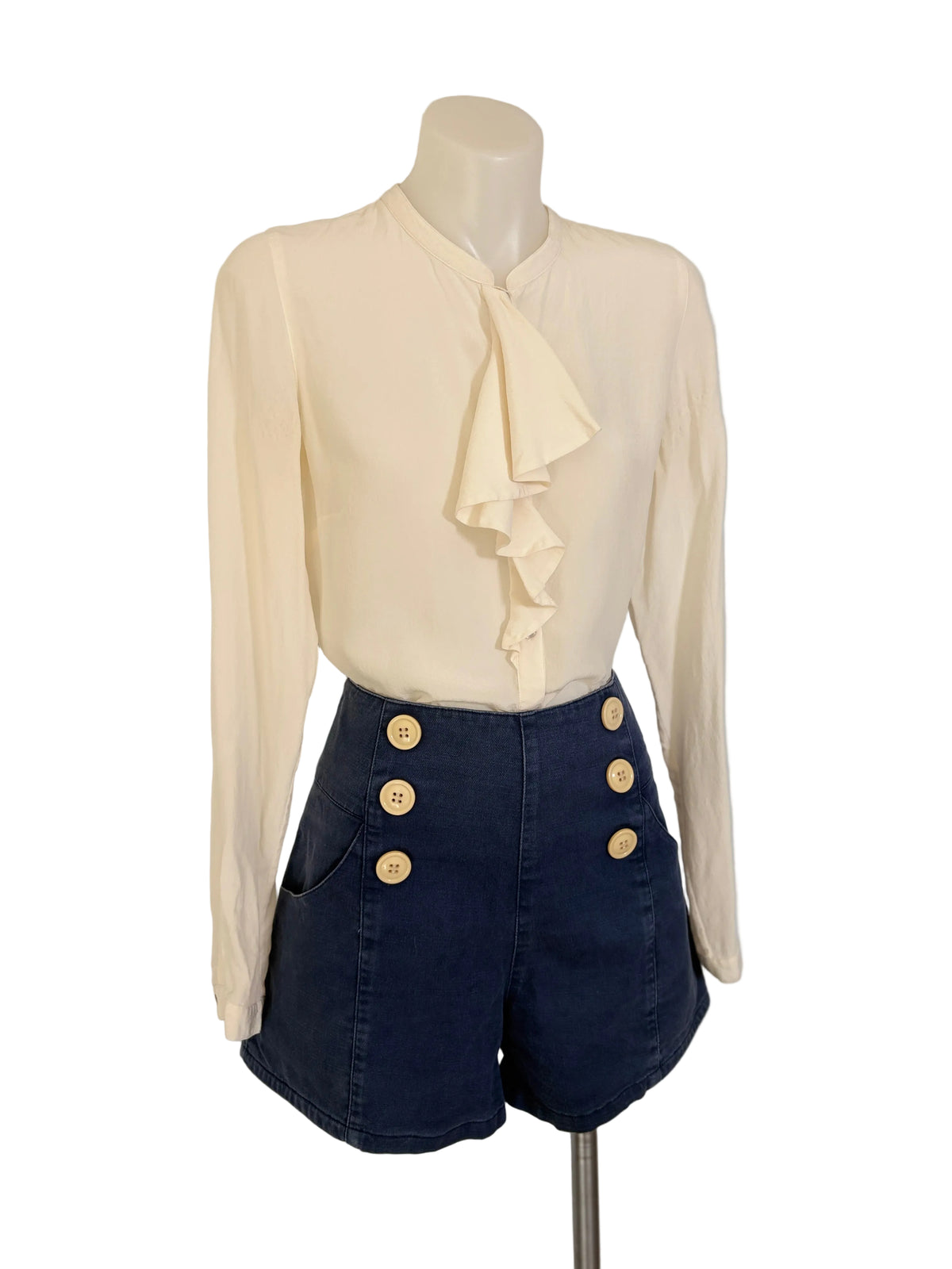 Princess Highway Sailor Button High-Waisted Denim Shorts – view 3 of 5