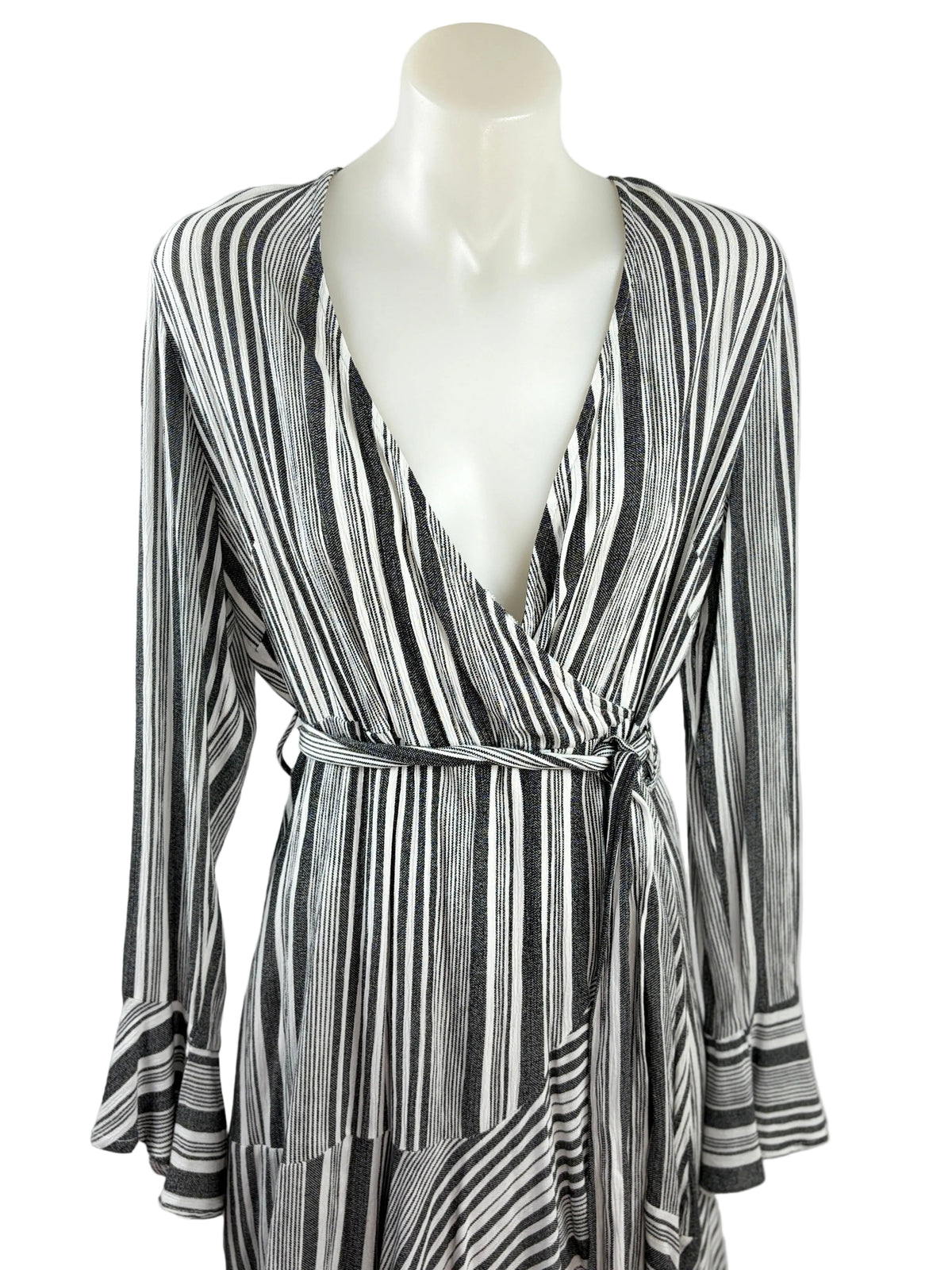 Grace & Co | Striped Wrap Mini Dress | Size 14
