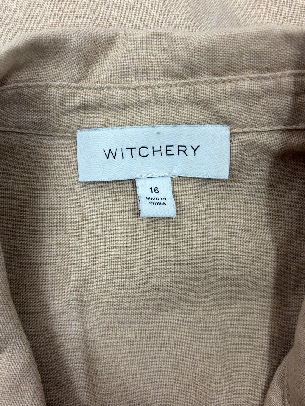Witchery Linen Utility Style Dress - Size 16