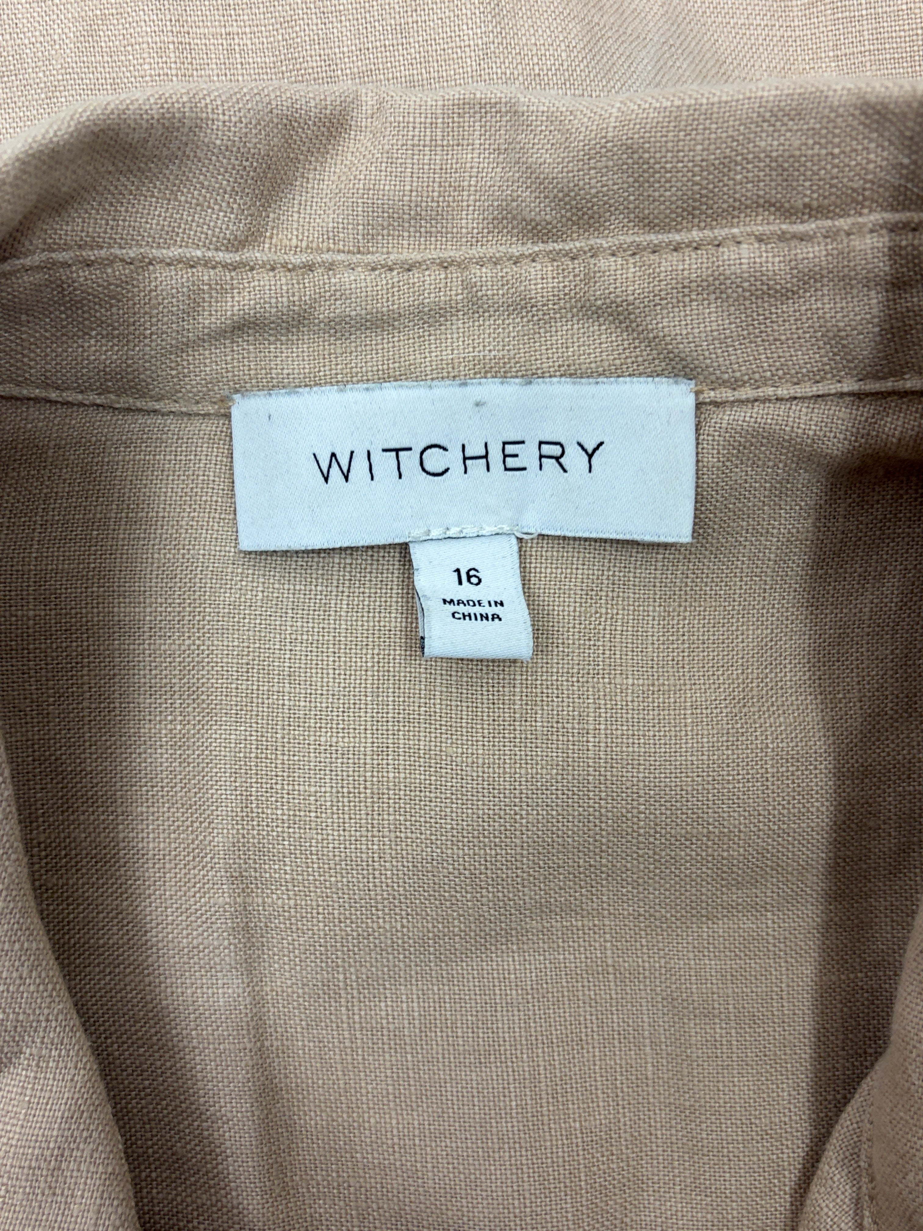 Witchery Linen Utility Style Dress - Size 16