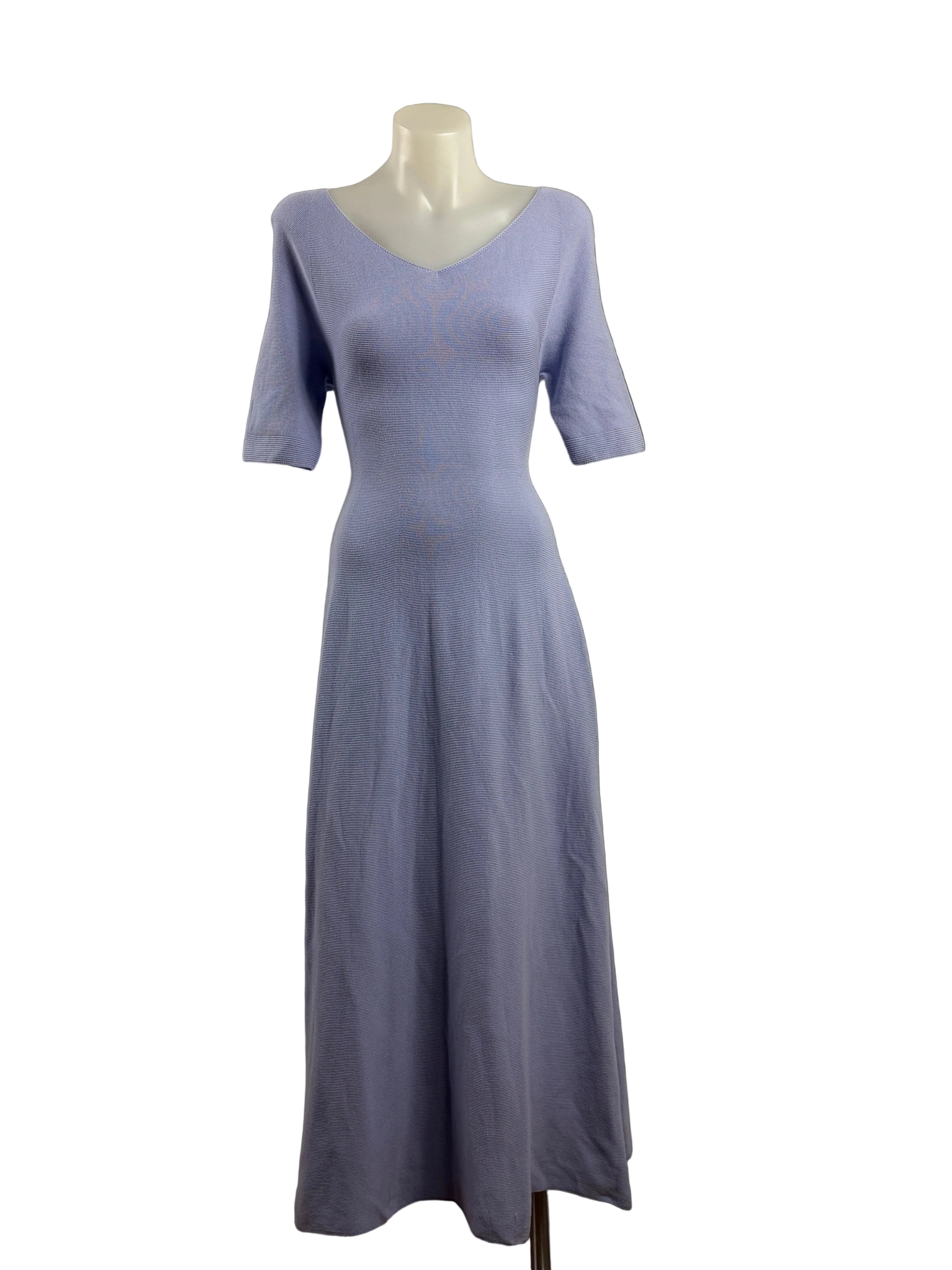 Uniqlo | 3D Knit Cotton Flare Dress | Periwinkle Blue | S