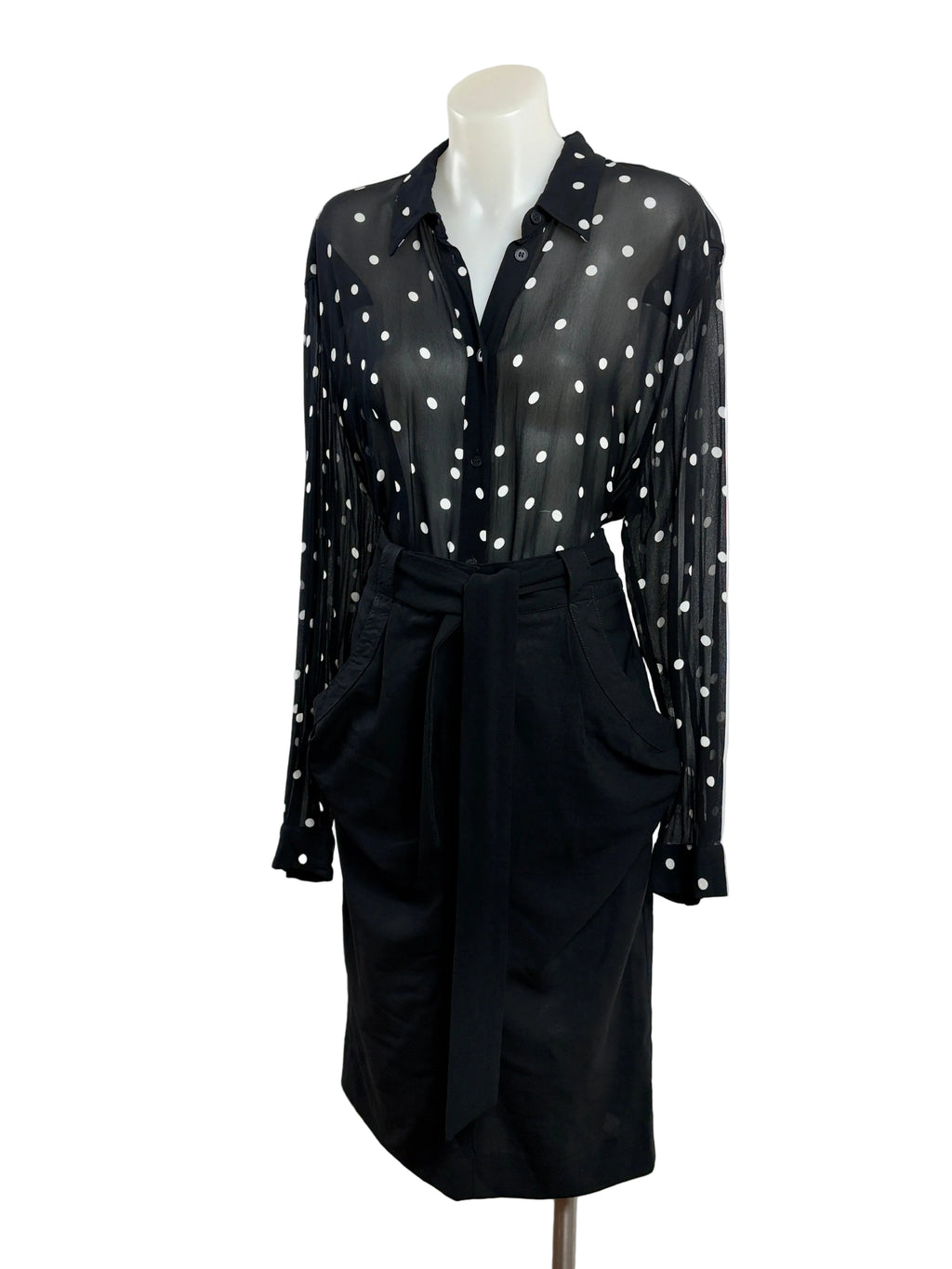 Witchery | Polka Dot Sheer Shirt | Black & White | Size 12