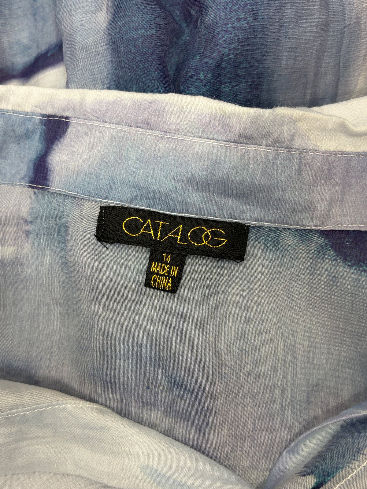 Catalog | Watercolour Print Long Sleeve Shirt | Blue & White | Size 14
