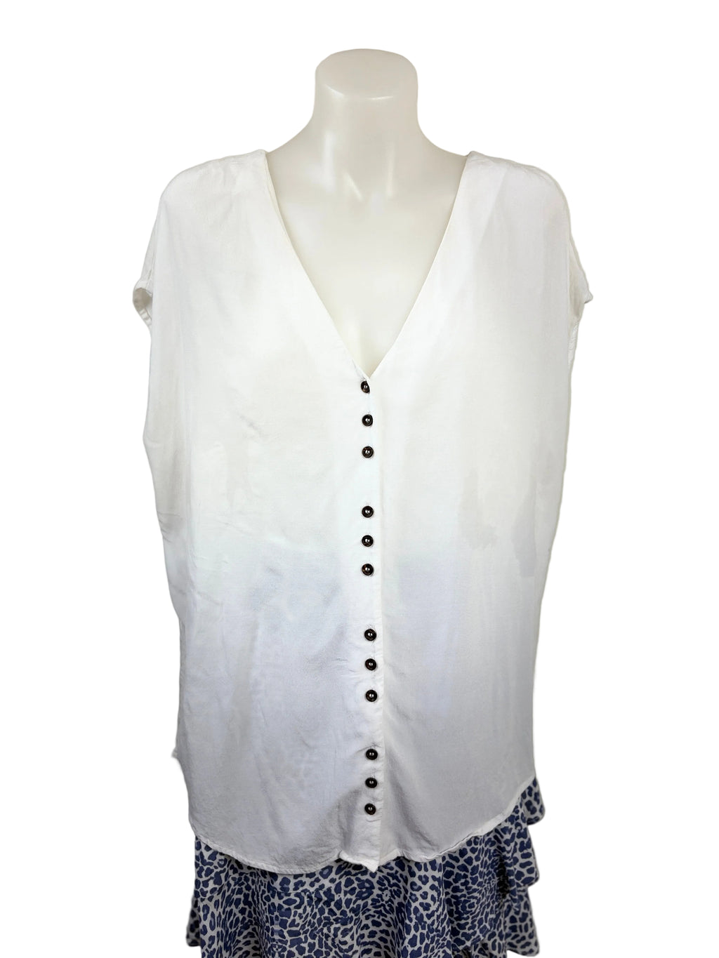 Witchery Button-Front Sleeveless Top in white – view 2 of 5