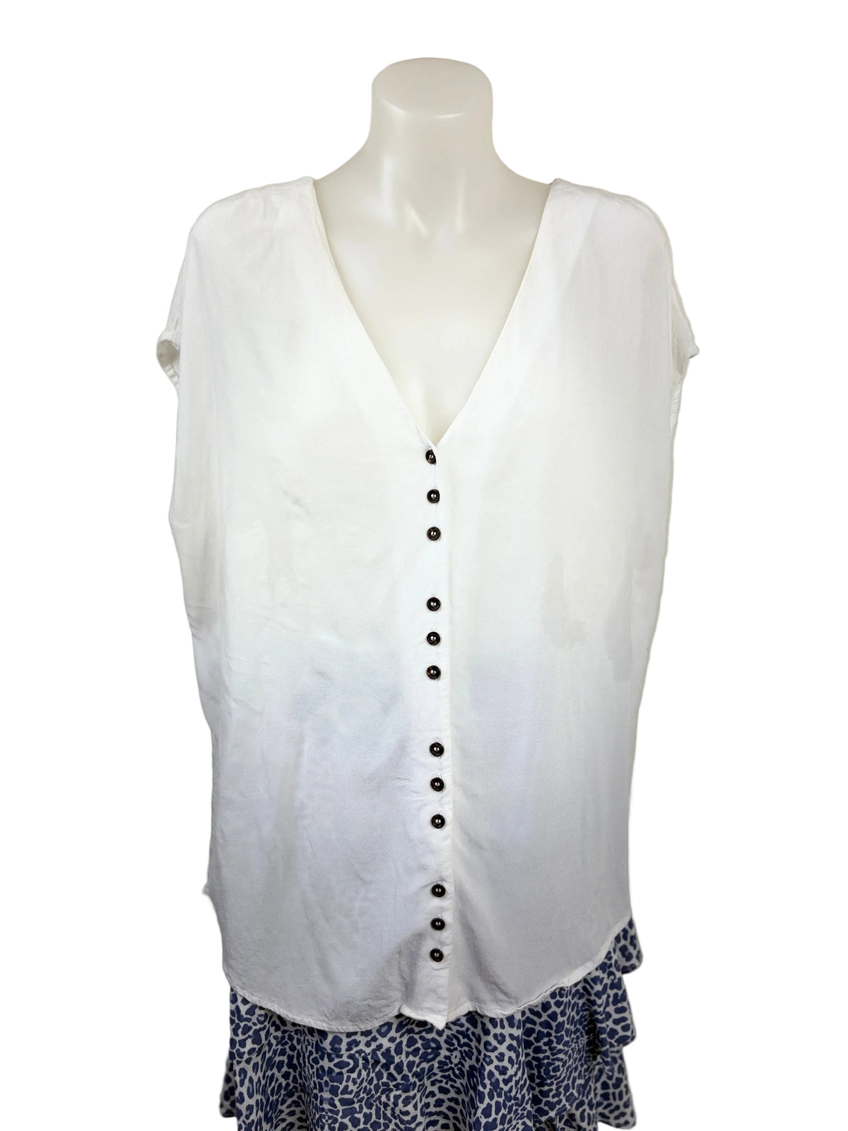 Witchery Button-Front Sleeveless Top in white – view 2 of 5