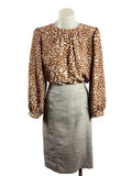 Sheike | Fine Pinstripe Pencil Skirt | Grey | Size 8