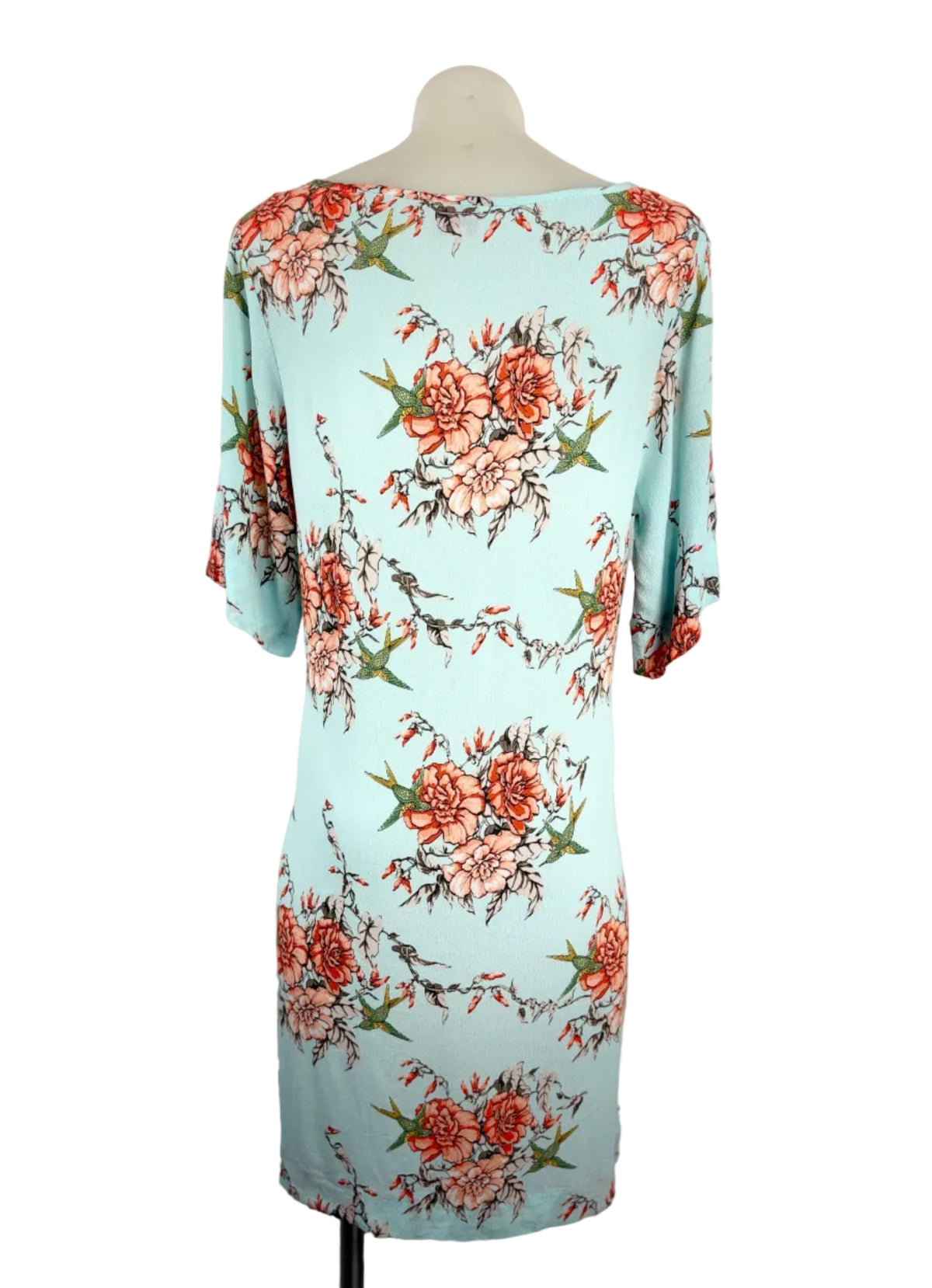 Leona Edmiston Ruby | Shift Dress Mint Floral & Hummingbird Print| Size XS
