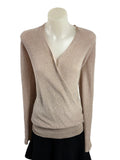 Reiss | Metallic Wrap-Style Long Sleeve Top | Champagne Gold | Size 6