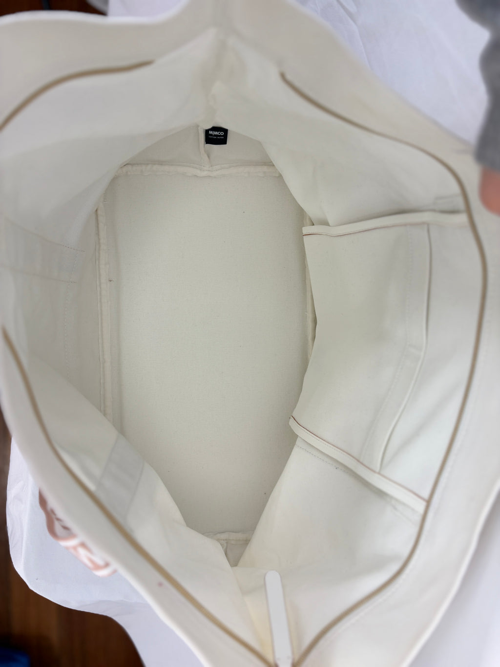 Mimco | Canvas Logo Tote Bag | White & Blush — BNWT