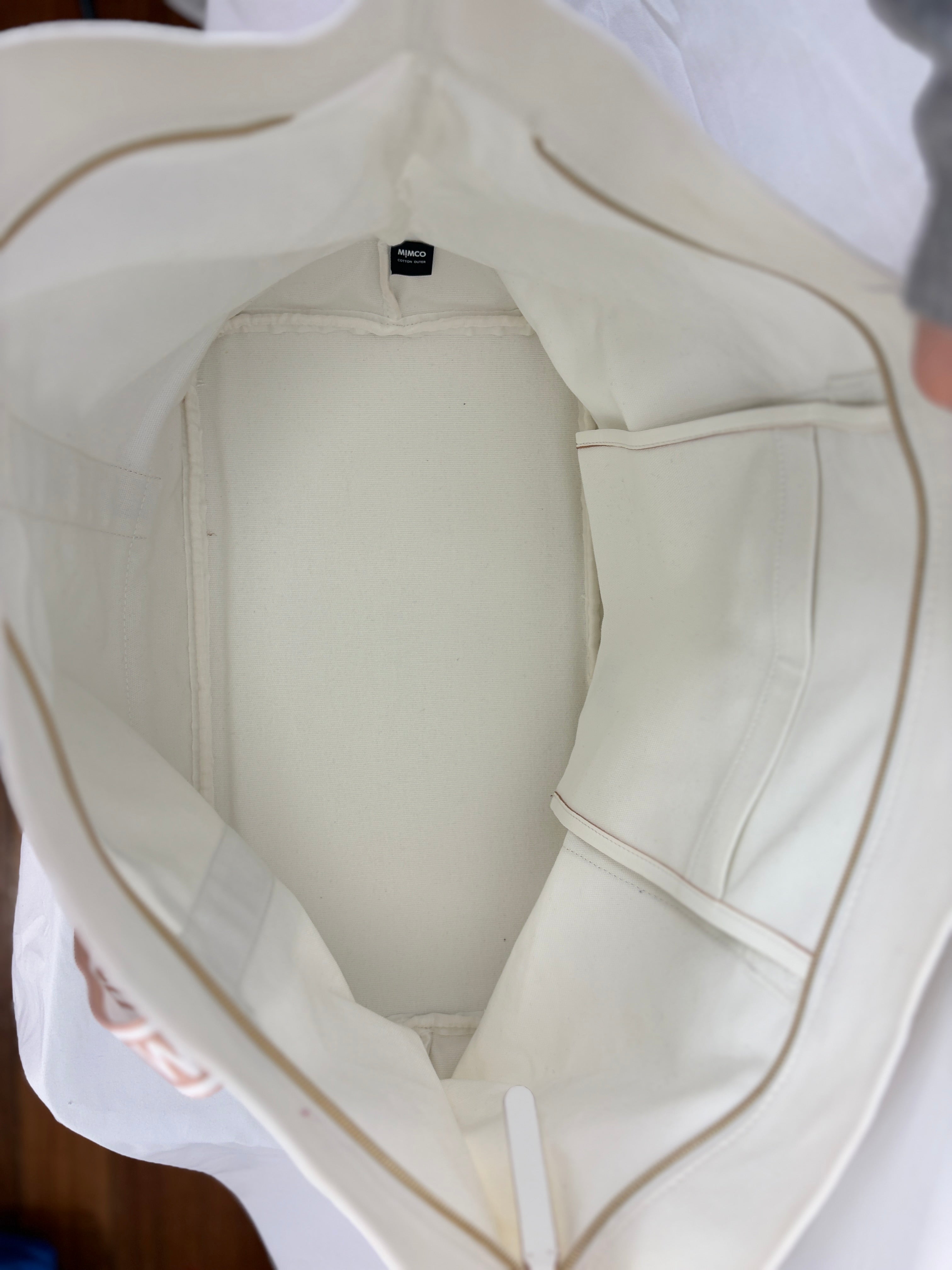 Mimco | Canvas Logo Tote Bag | White & Blush — BNWT