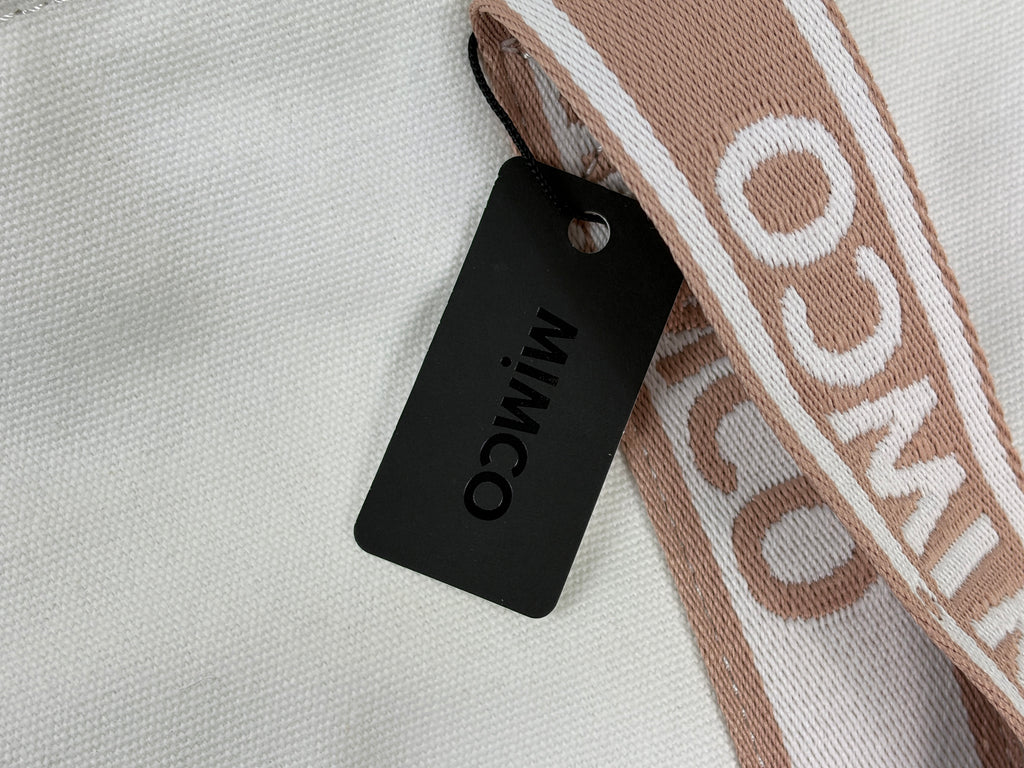 Mimco | Canvas Logo Tote Bag | White & Blush — BNWT