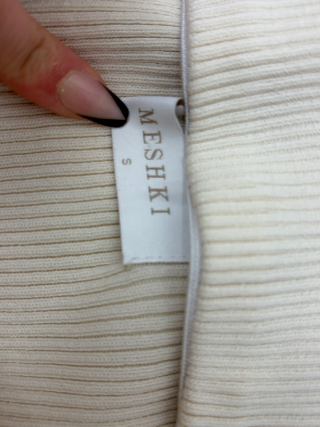 Meshki | Ribbed Knit Maxi Skirt | Oatmeal | Size S