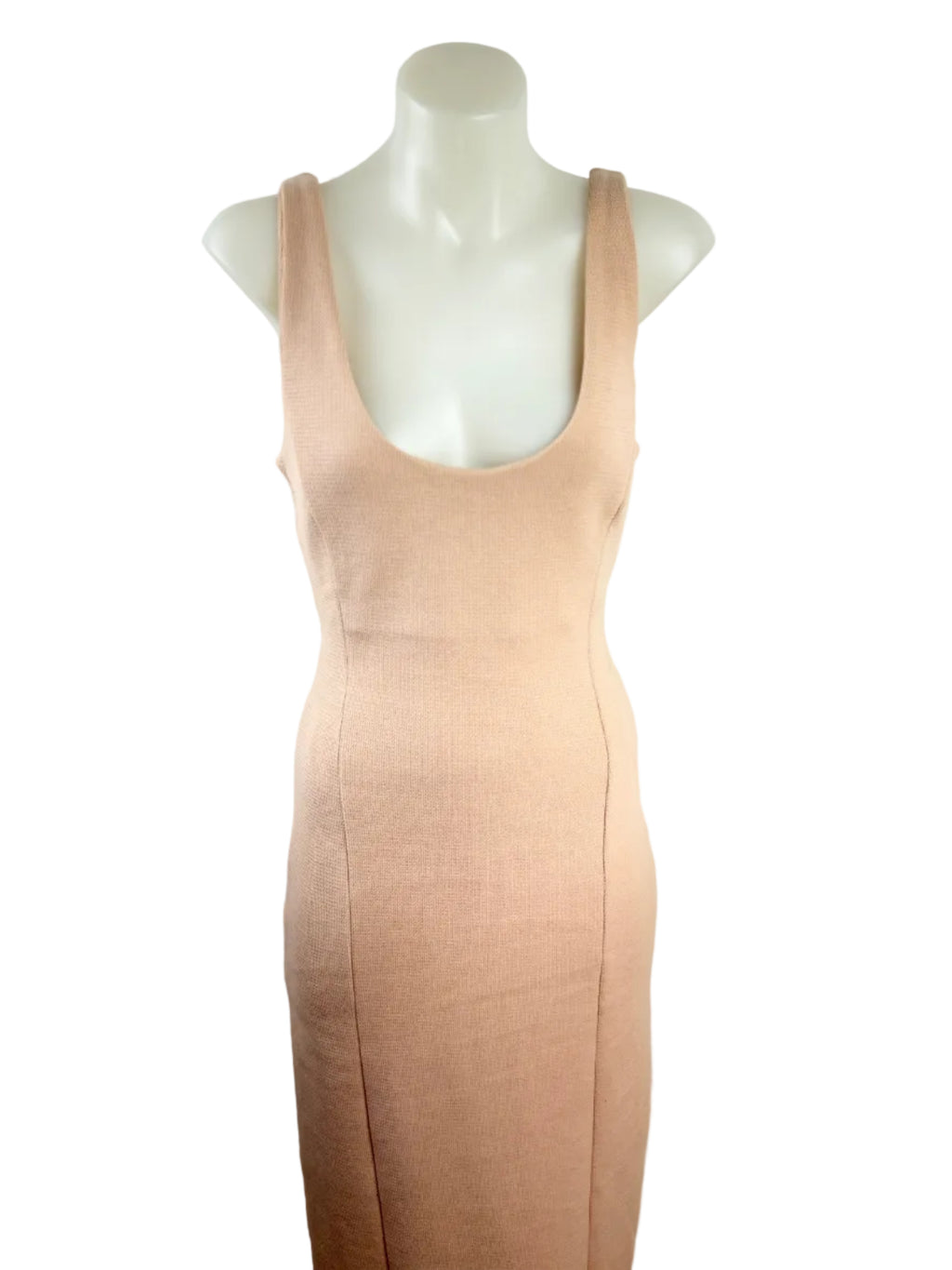 Kookai | Nude Textured Knit Bodycon Midi Dress | Size 8