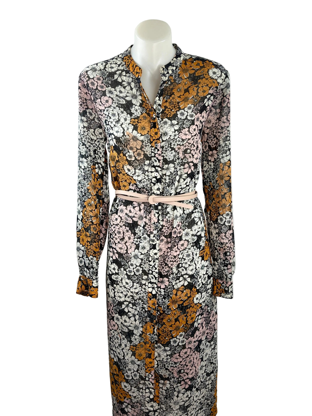 H&M | Retro Floral Button-Front Midi Dress | EU 36 (AU 8)