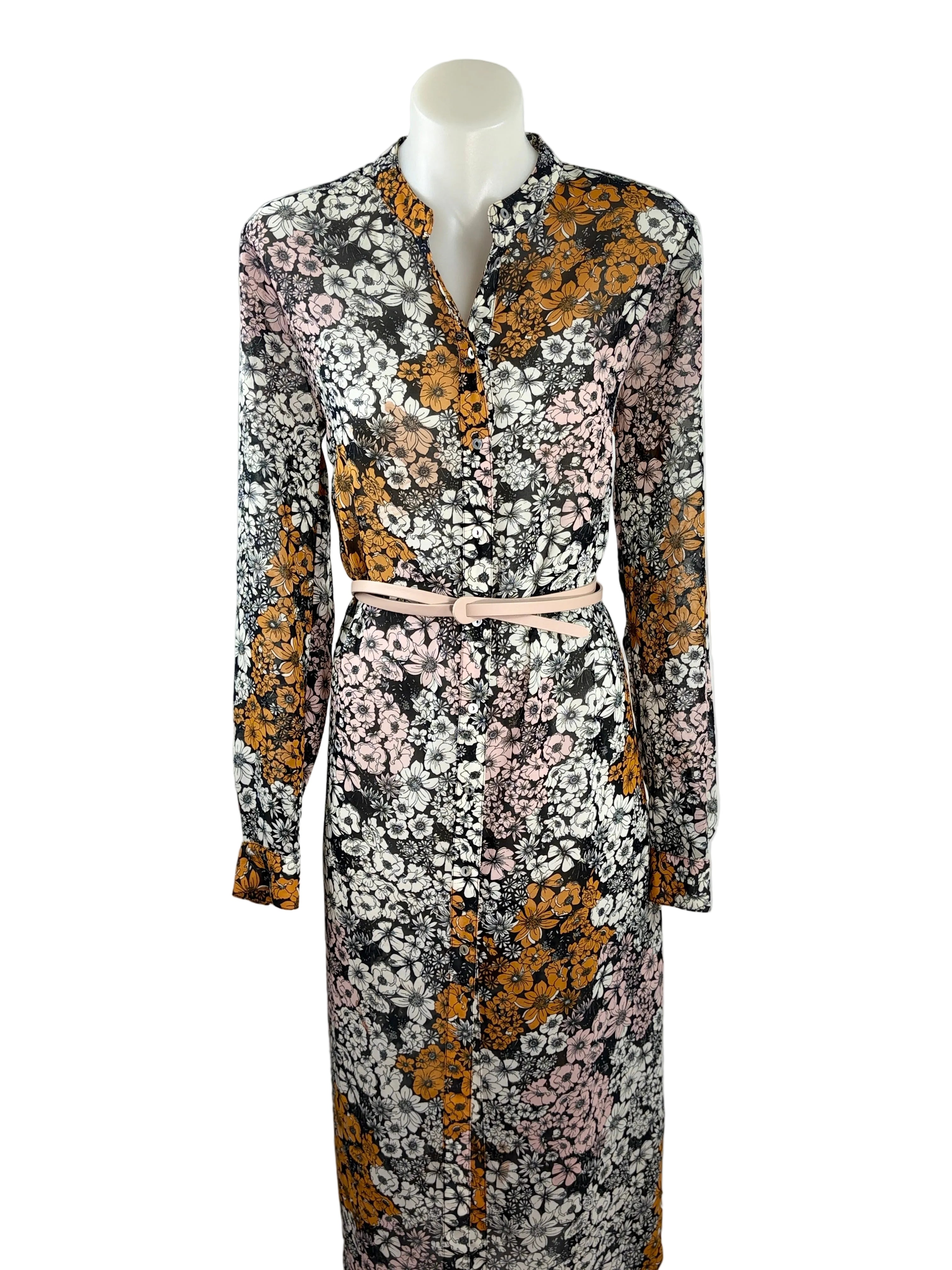 H&M | Retro Floral Button-Front Midi Dress | EU 36 (AU 8)