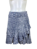 Dotti Leopard Print Ruffle Mini Skirt in navy & white, size 8 – new at Second Signature