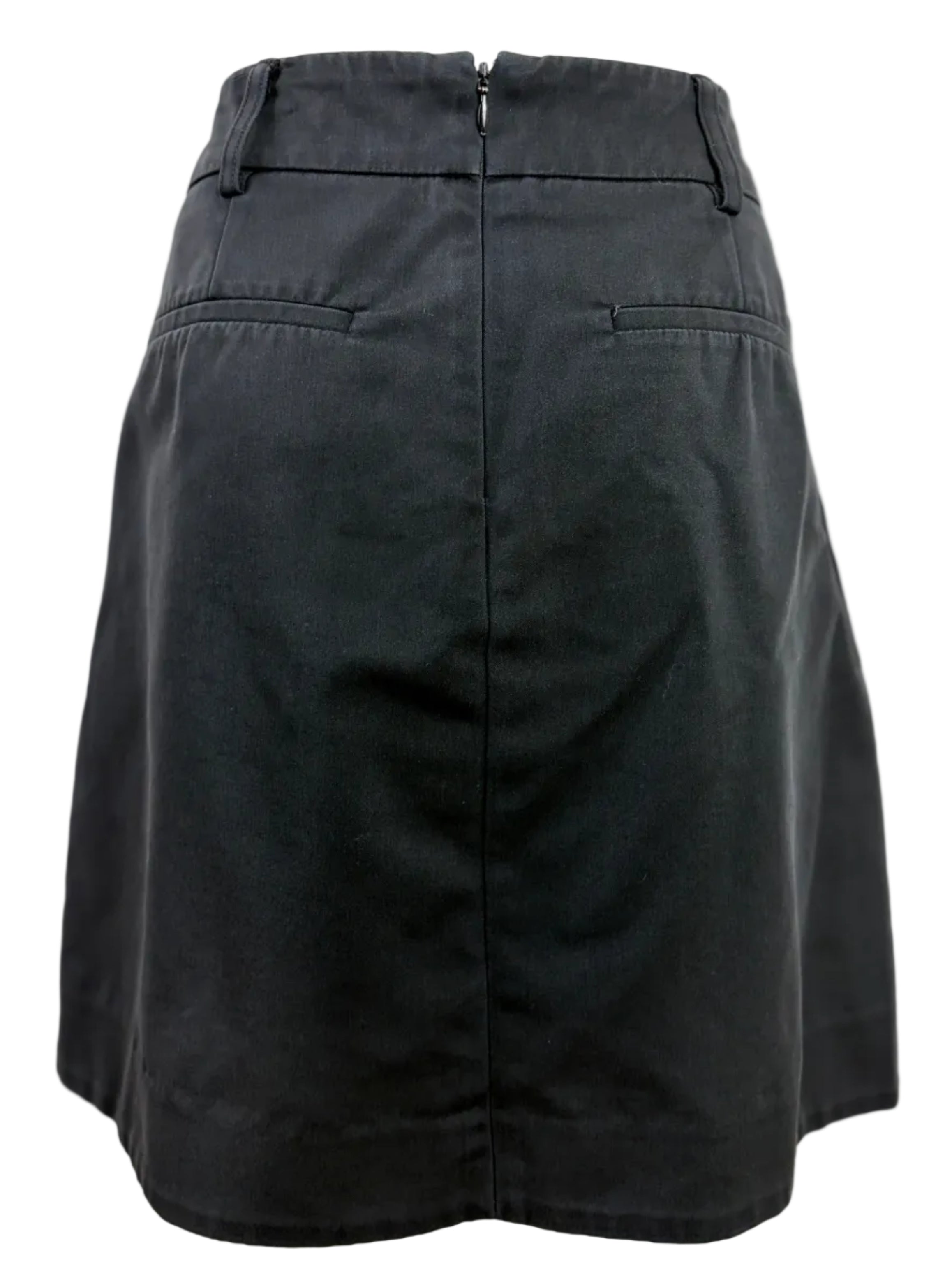 Portmans | Button-Front Mini Skirt | Black | Size 10