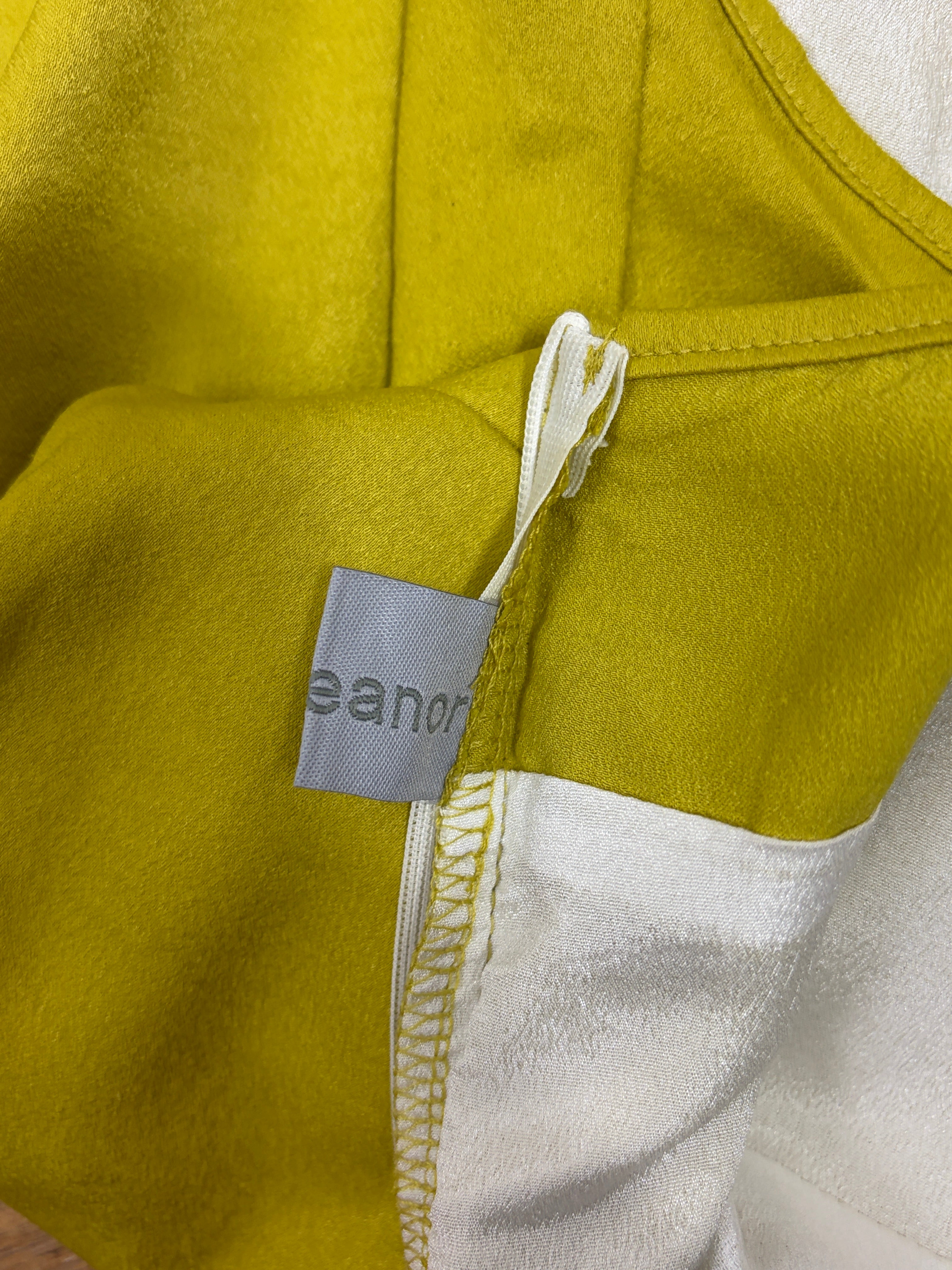 Eleanor | Chartreuse Satin Cowl-Neck Mini Dress | Tie-Back | Size XS