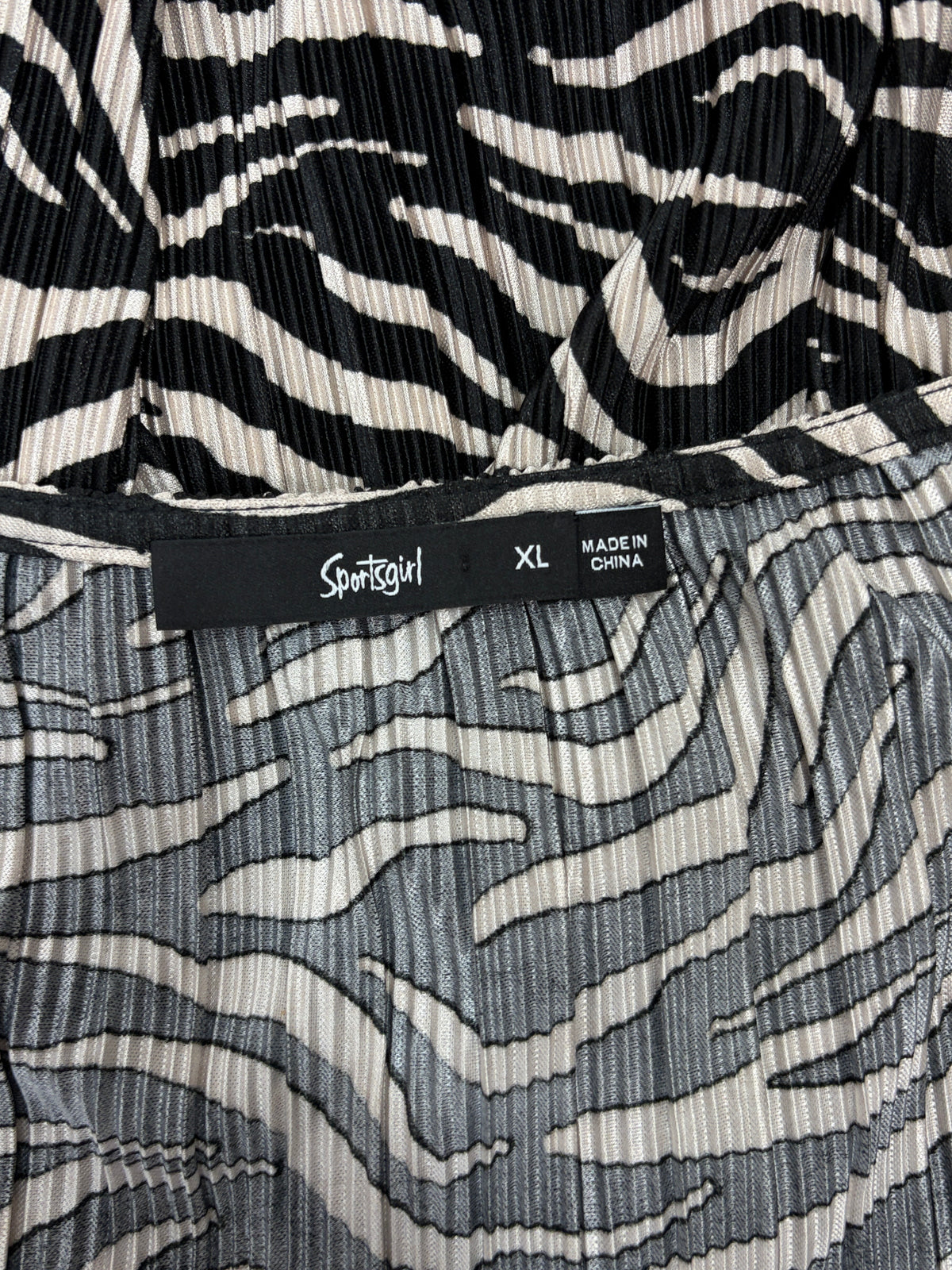 Sportsgirl Zebra Print Plissé Wrap Dress in black & caramel – view 6 of 6