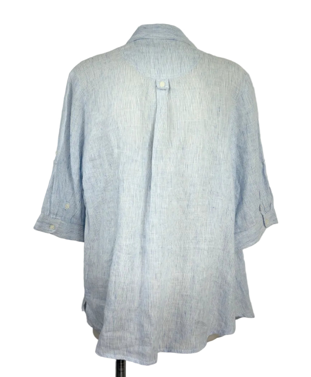 Aero | Pinstripe Linen-Blend Oversized Shirt | Blue & White | Size 12