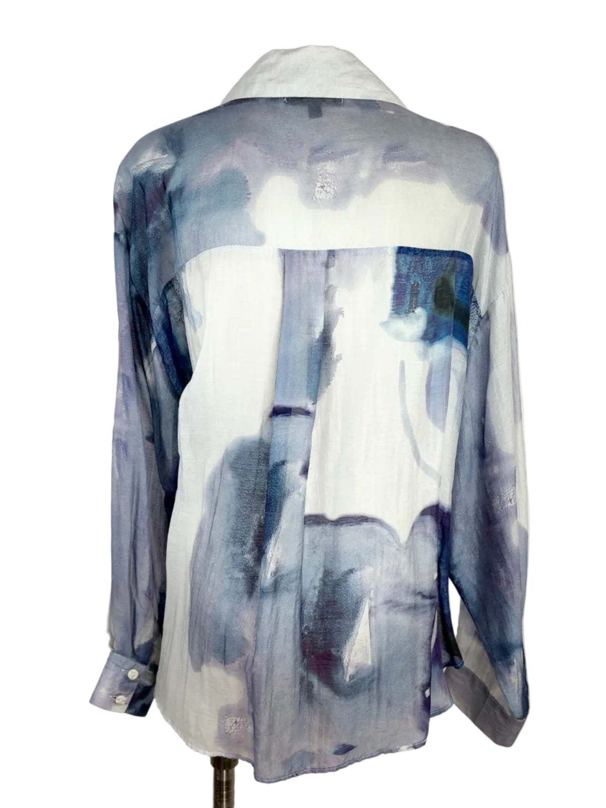 Catalog | Watercolour Print Long Sleeve Shirt | Blue & White | Size 14
