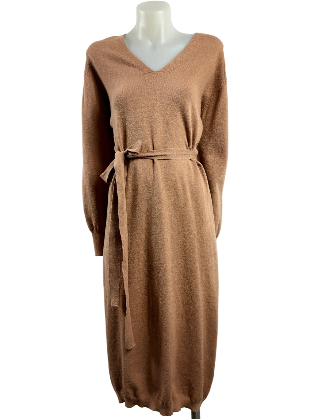 Forcast | Camel Tie Waist Knit Dress | Size L