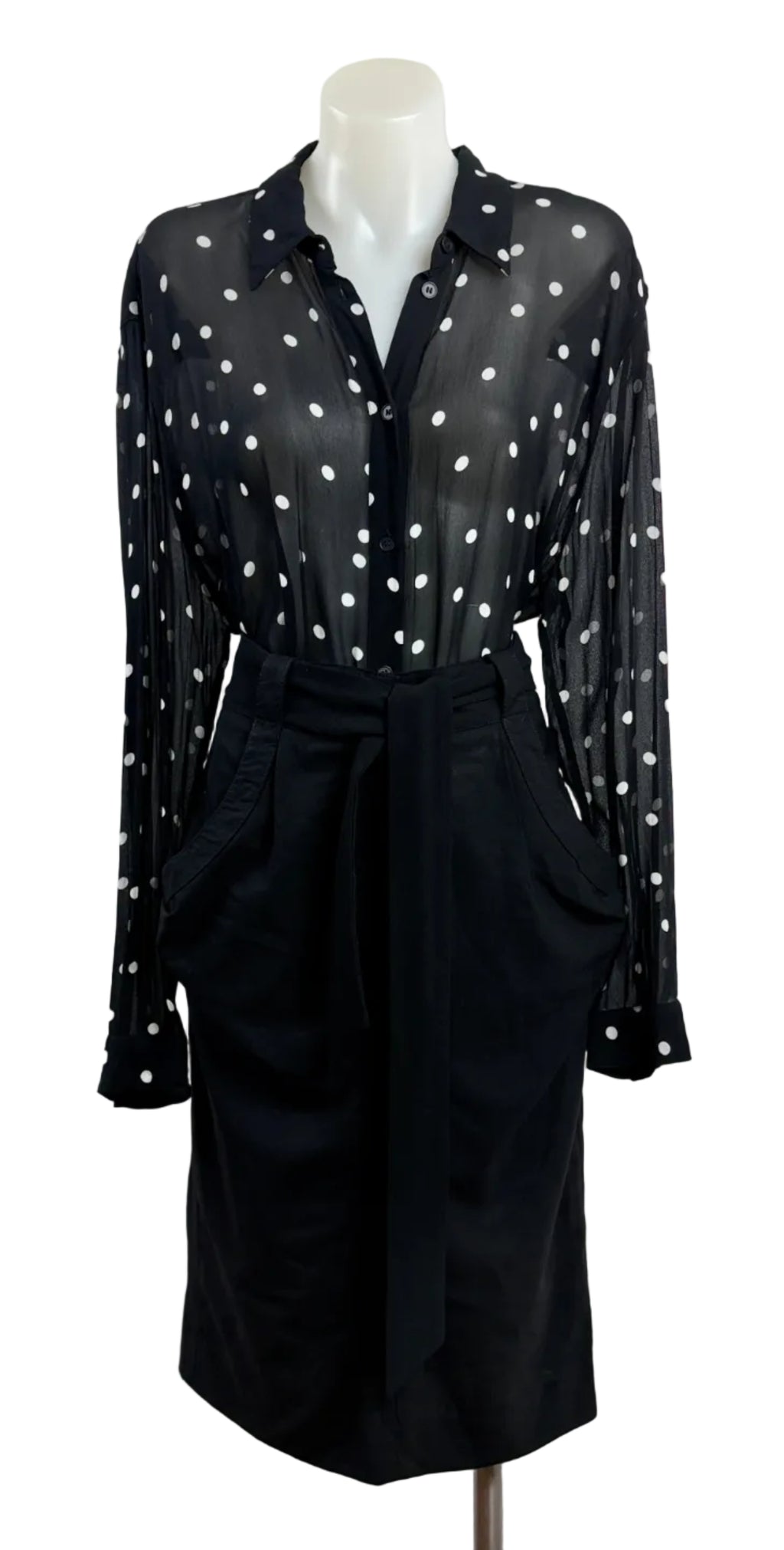 Witchery | Polka Dot Sheer Shirt | Black & White | Size 12