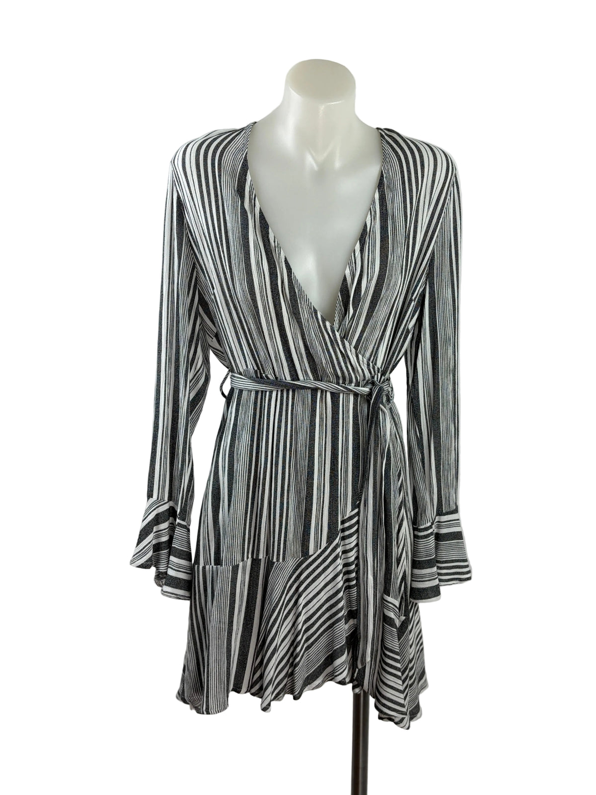Grace & Co | Striped Wrap Mini Dress | Size 14
