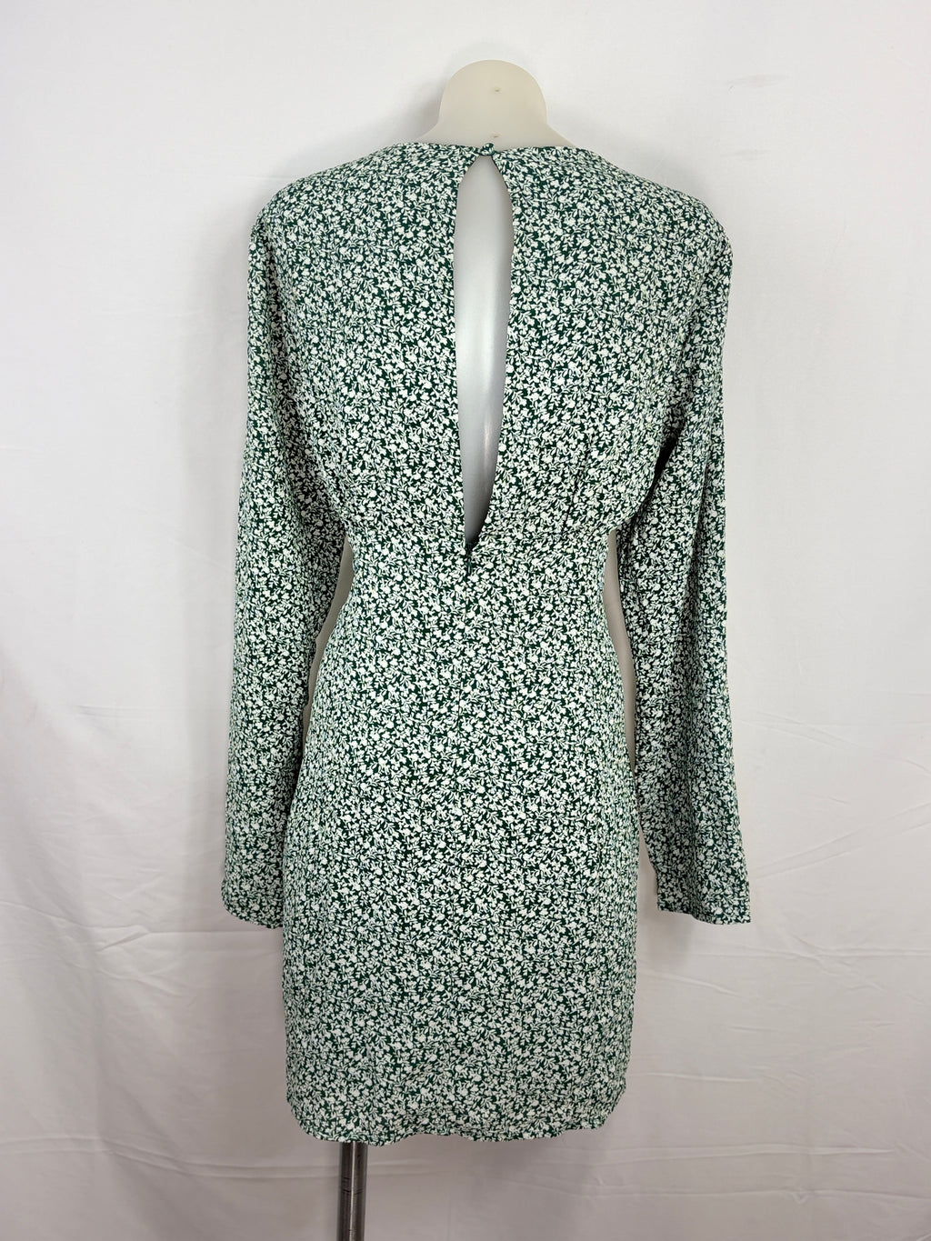 Atmos & Here | Ditsy Floral Long Sleeve Mini Dress | Forest Green | Size 12