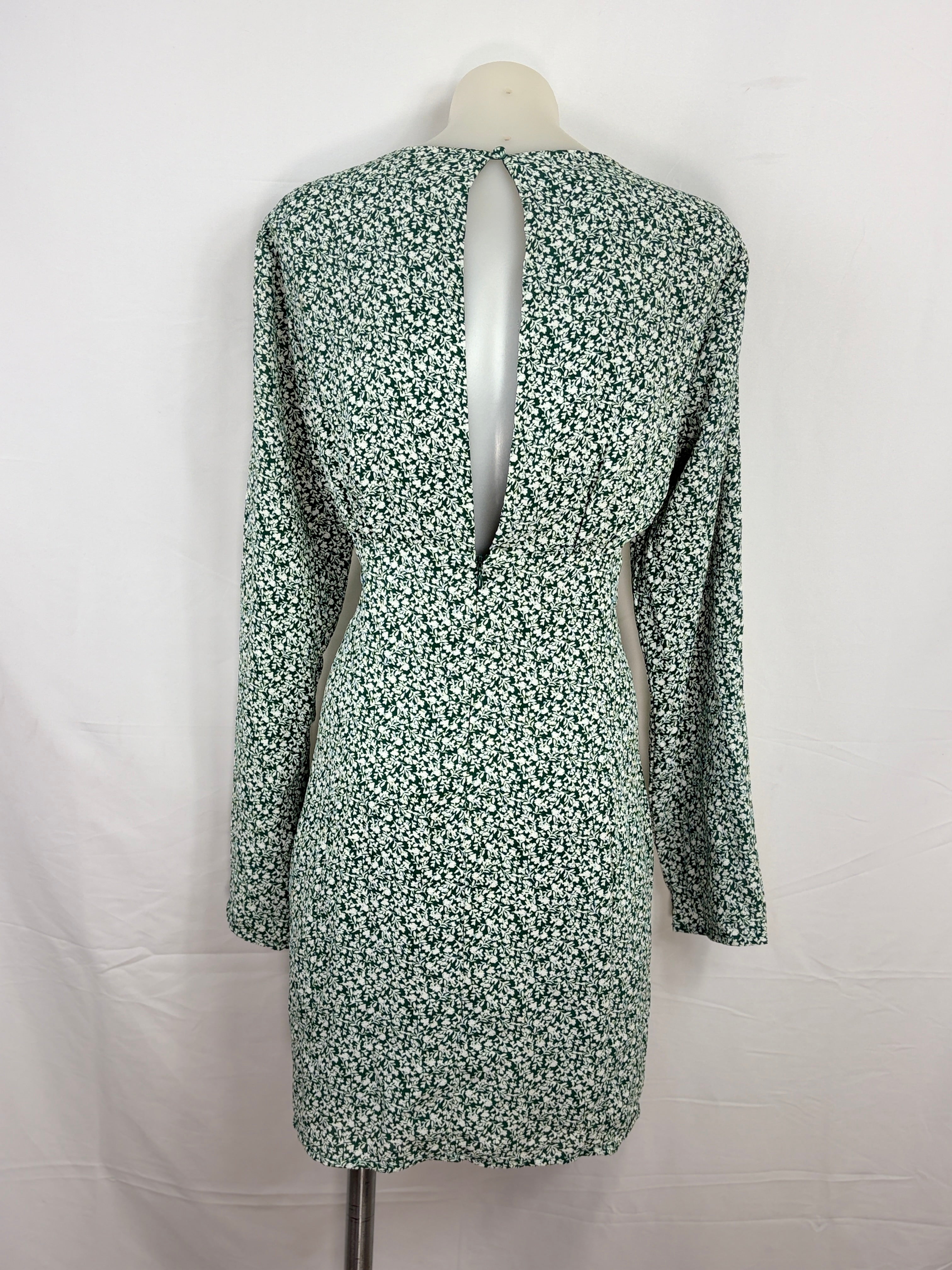 Atmos & Here | Ditsy Floral Long Sleeve Mini Dress | Forest Green | Size 12