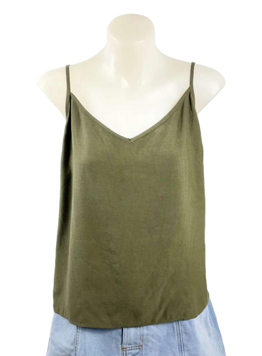 Sass & Bide Olive Green Silky Cami Top - Size 14