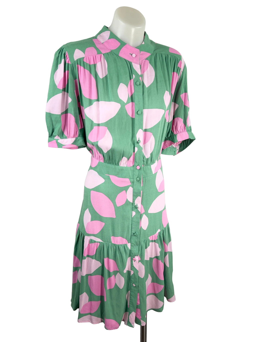 Fria | Abstract Petal Print Shirt Dress | Size 12