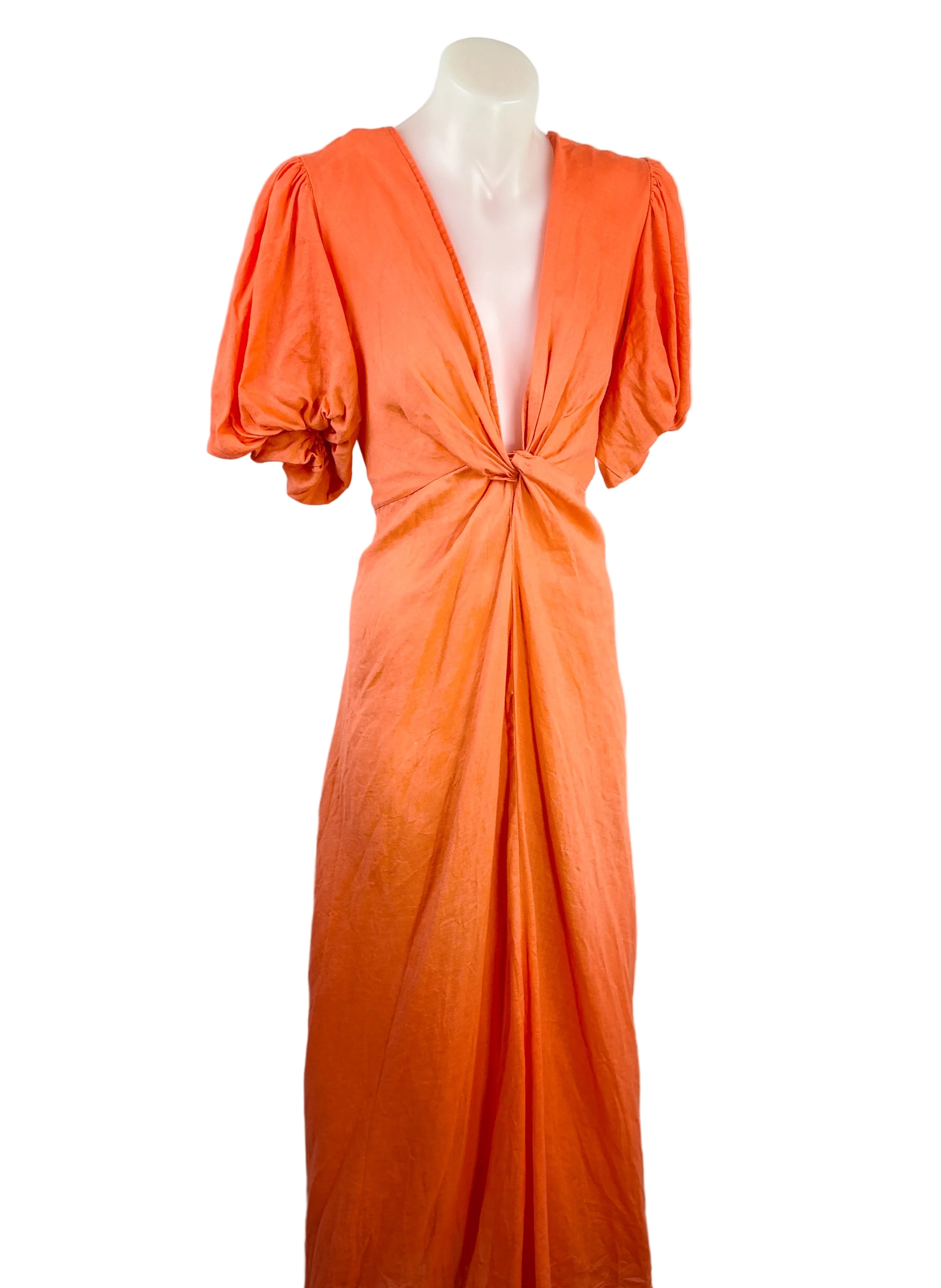 Gingham & Heels Burnt Orange Twist-Front Maxi Dress - Size 12