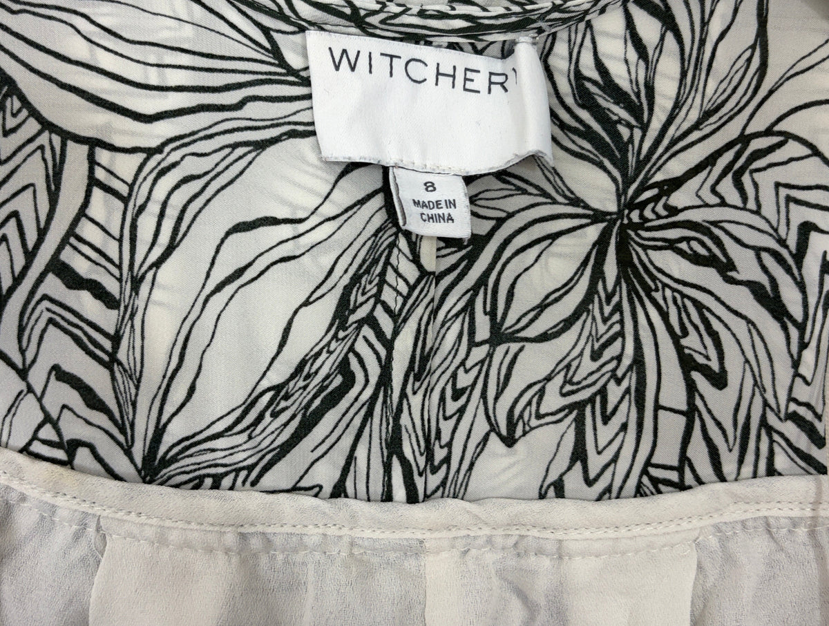 Witchery Malachite Shoulder Detail Dress in green & white floral – view 8 of 9